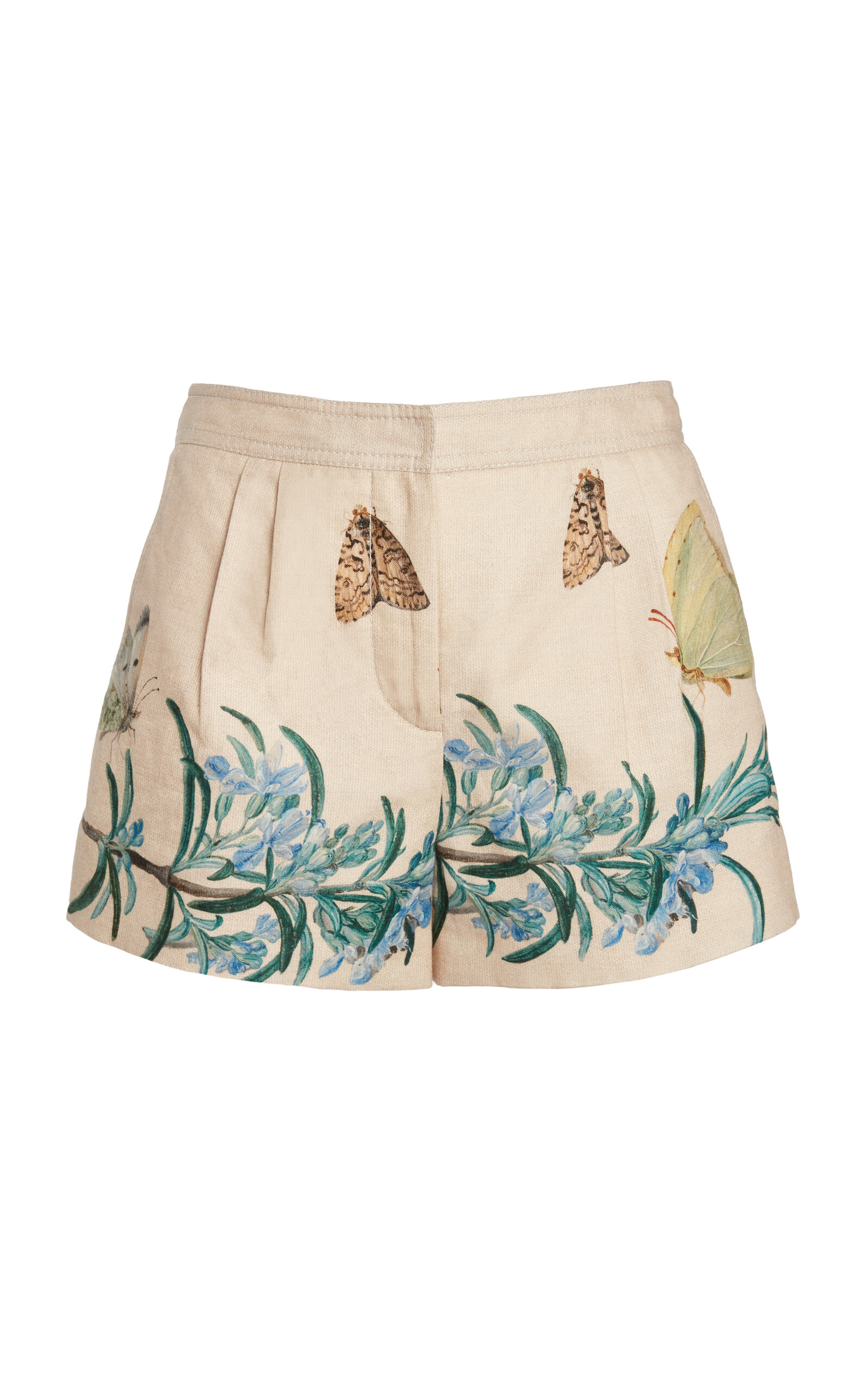 Giambattista Valli Printed Linen Shorts In Neutral