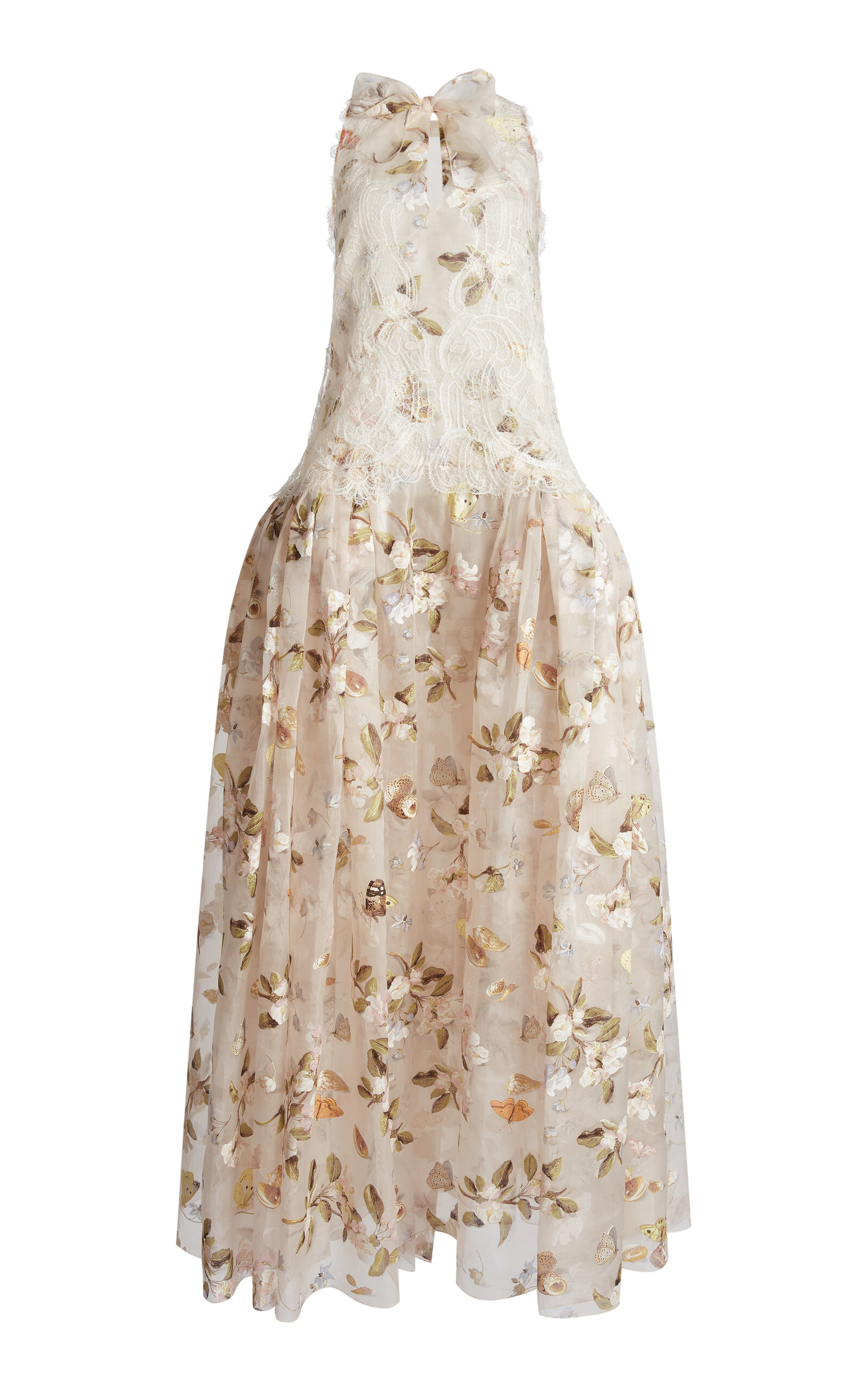 Giambattista Valli Printed Organza Maxi Dress In White