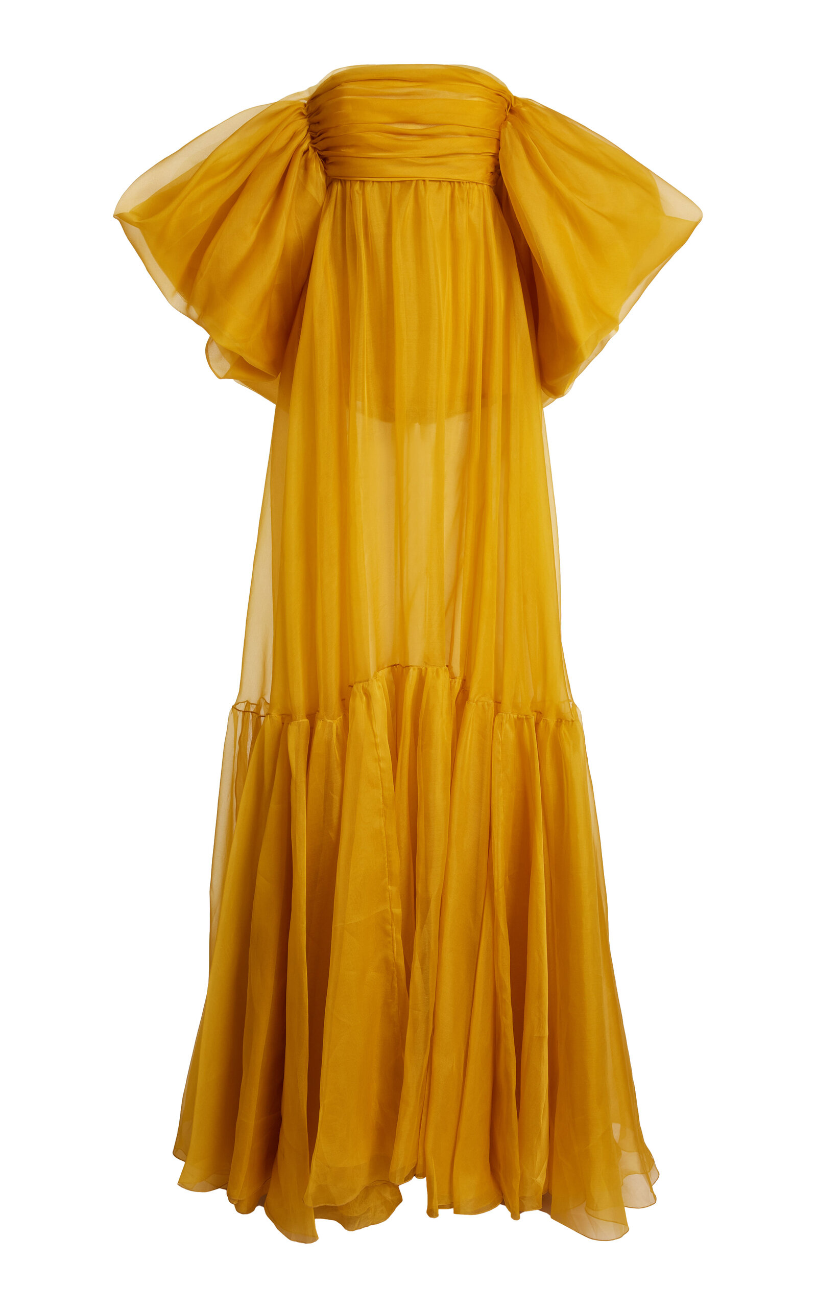 Giambattista Valli Silk Organza Maxi Dress In Gold