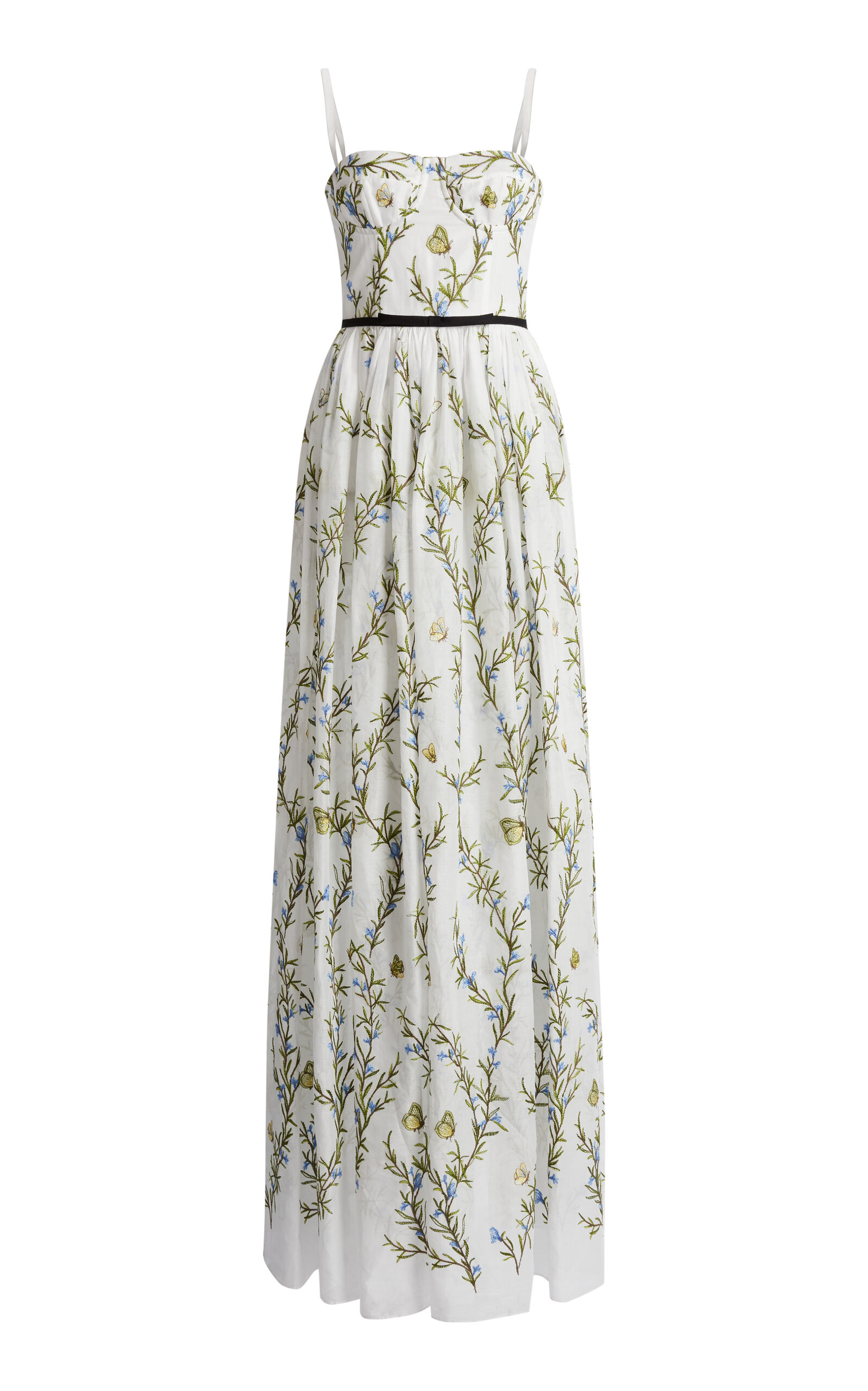 Giambattista Valli Embroidered Organza Maxi Dress In White
