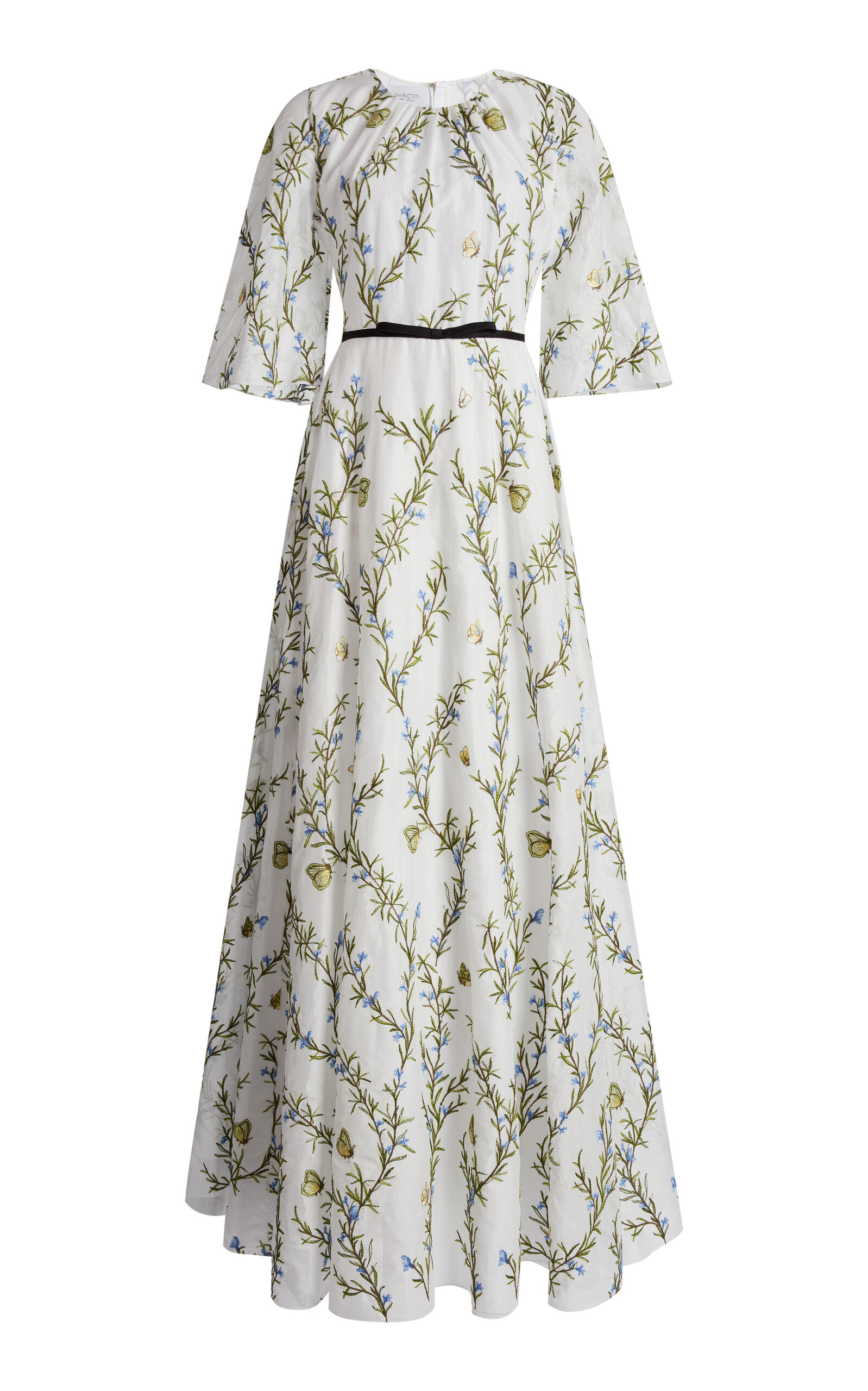 Giambattista Valli Embroidered Organza Maxi Dress In White