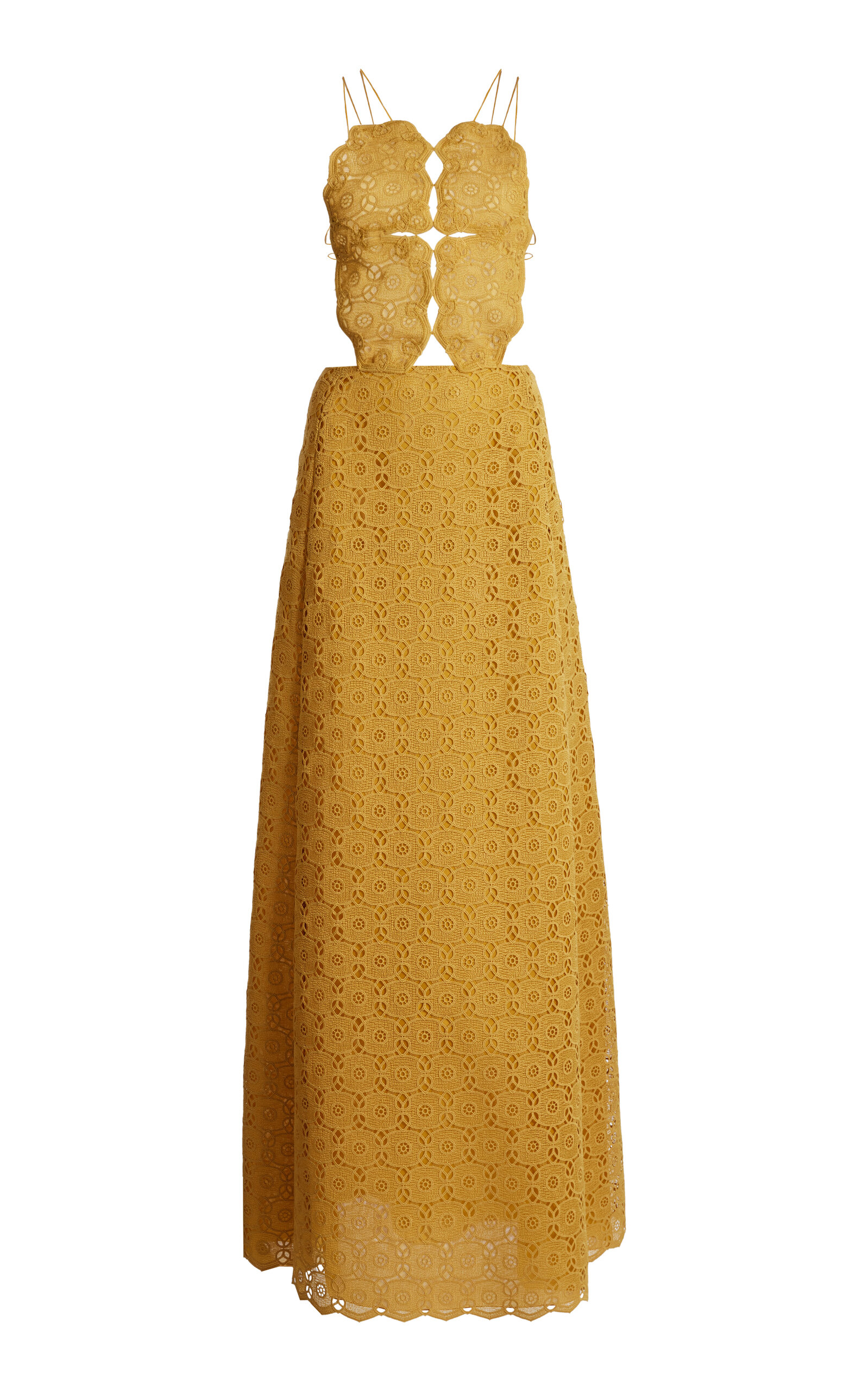 Giambattista Valli Optical Macramé Maxi Dress - Yellow
