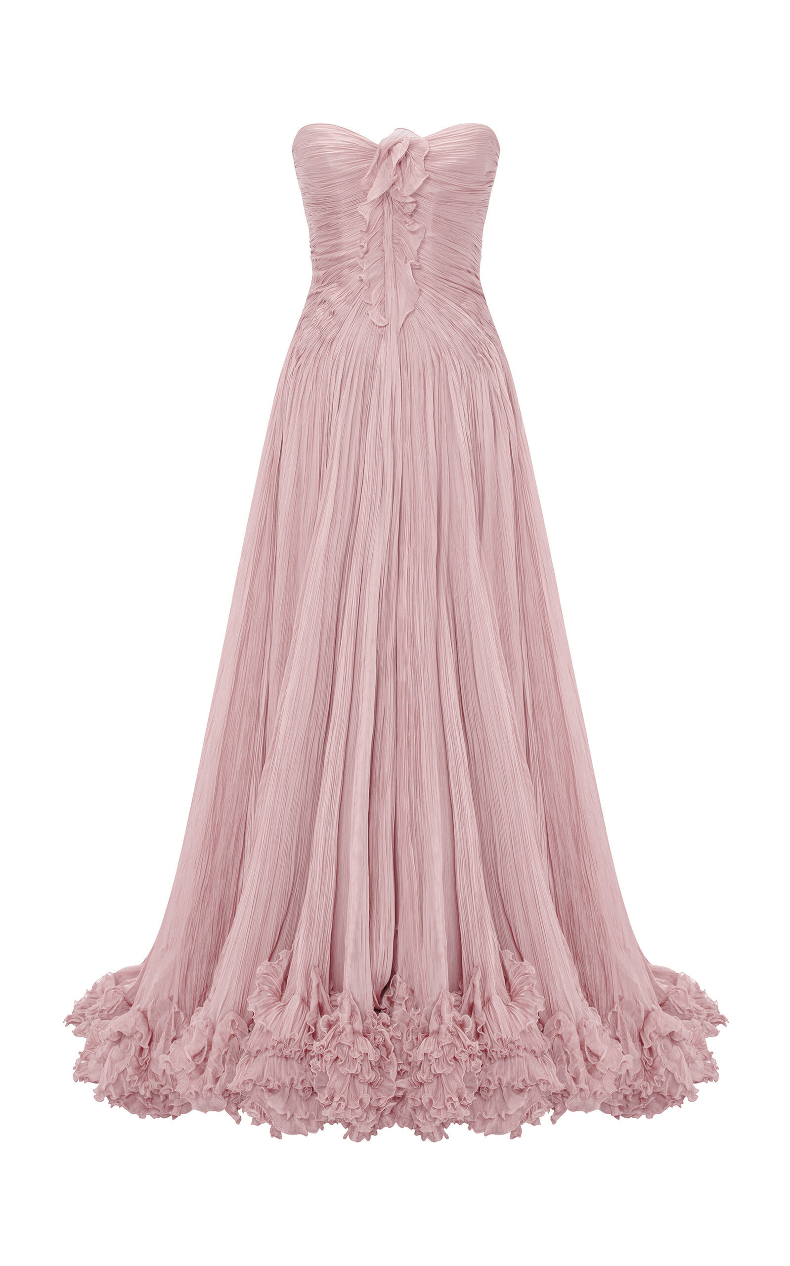 Marmar Halim Ruched Silk Evening Gown In Pink