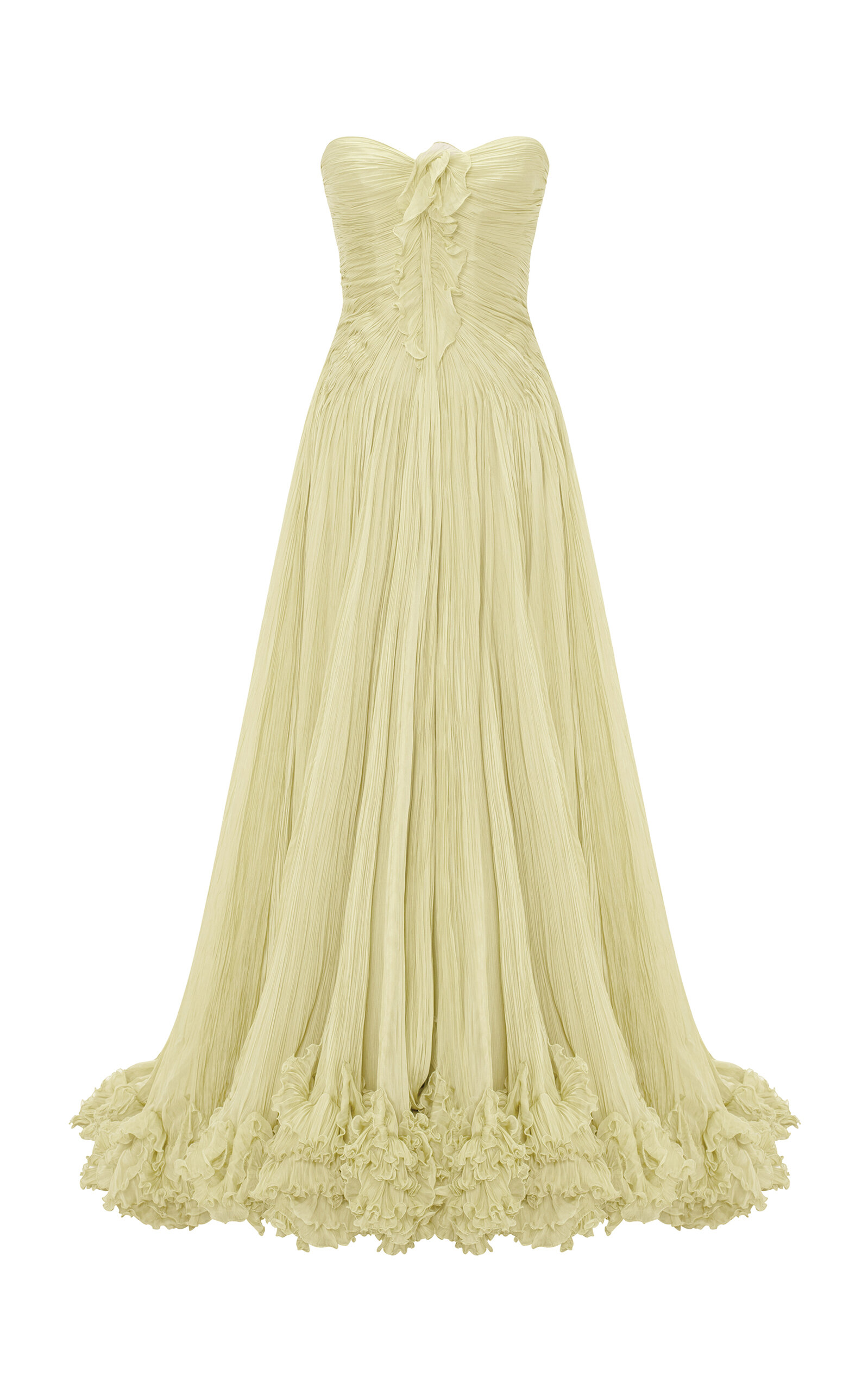 Marmar Halim Ruched Silk Evening Gown In Yellow