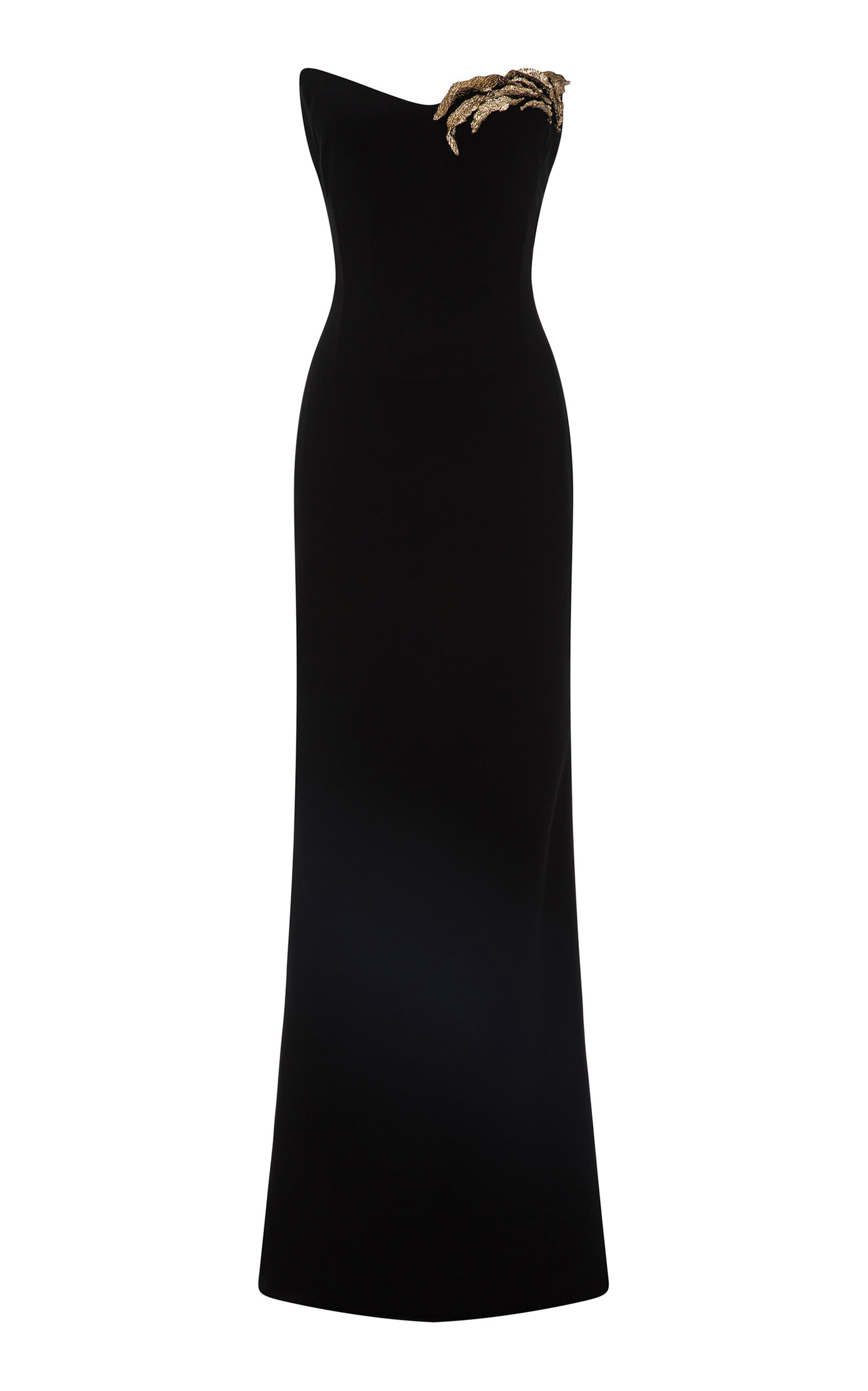 Marmar Halim Scarf-embellished Evening Gown In Black