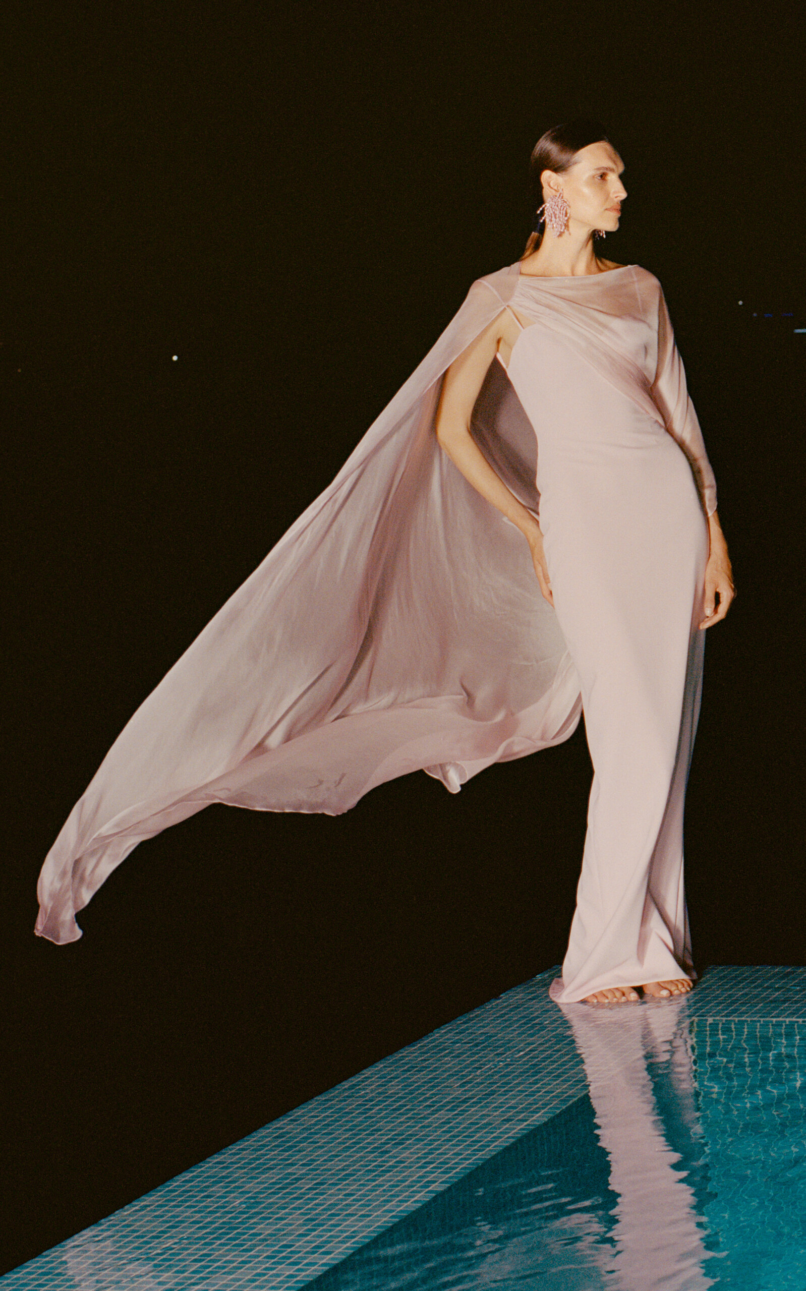 Marmar Halim silk chiffone cape - Pink