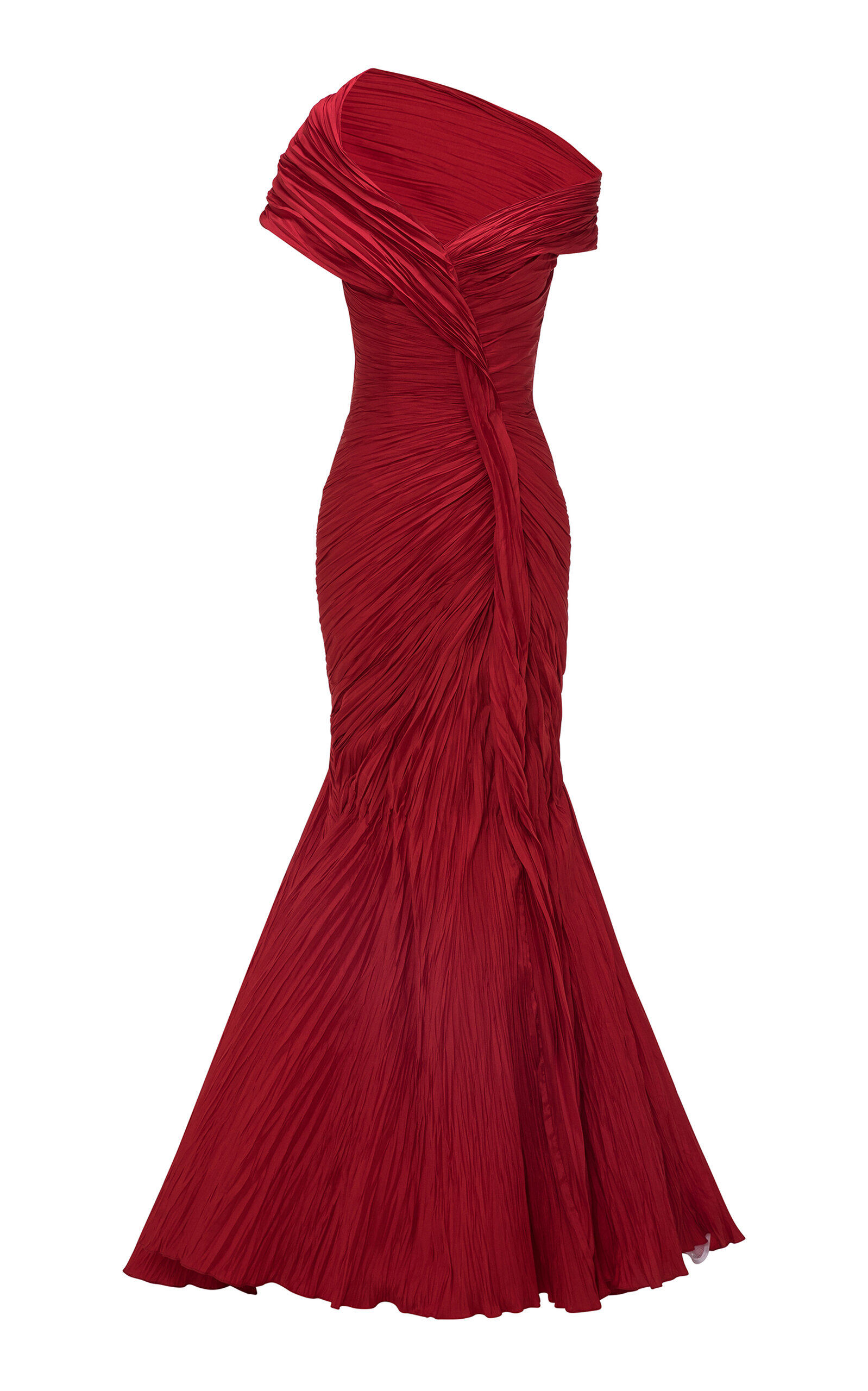 Marmar Halim Ruched Mermaid Gown In Red