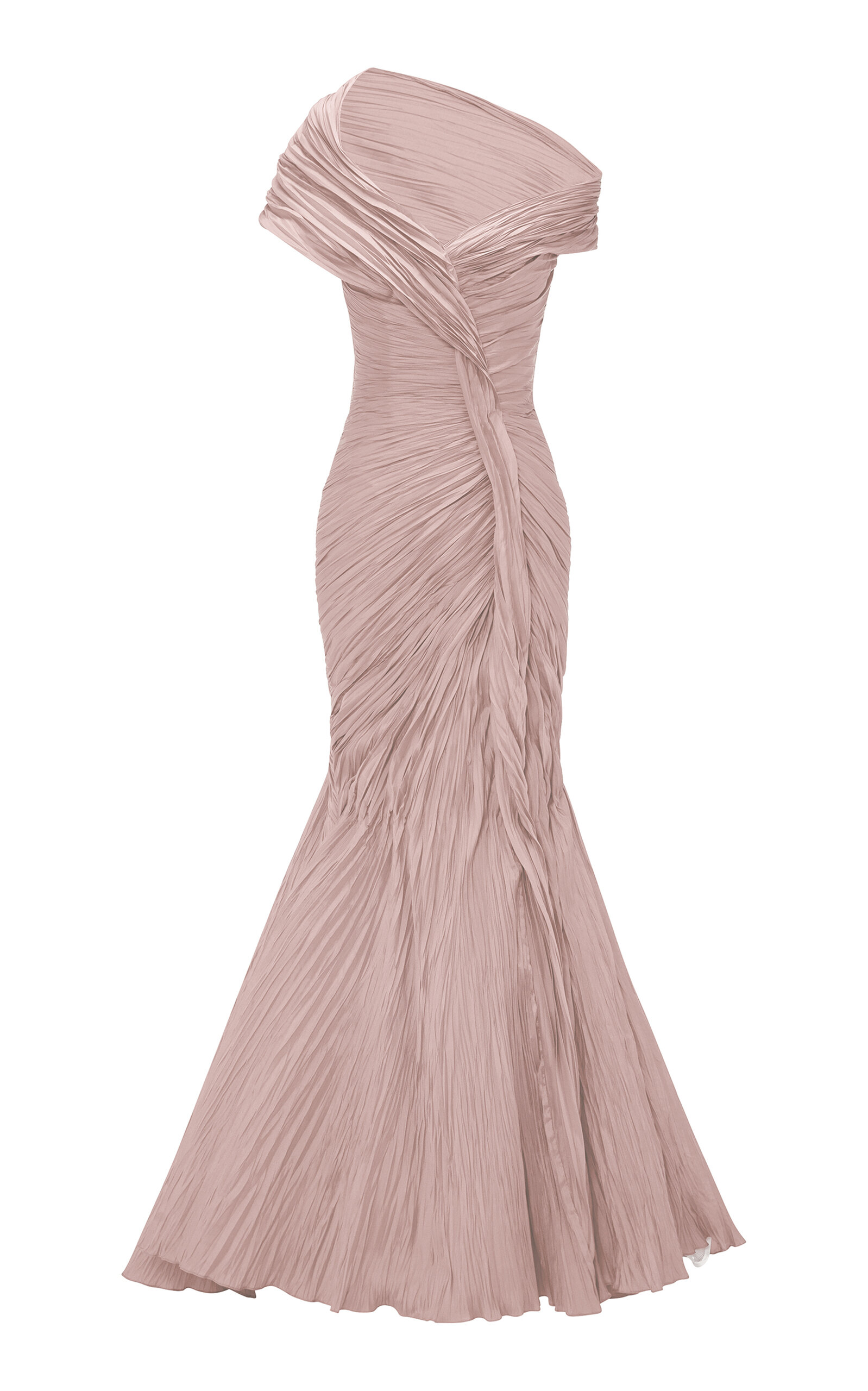 Marmar Halim Ruched Mermaid Gown In Pink