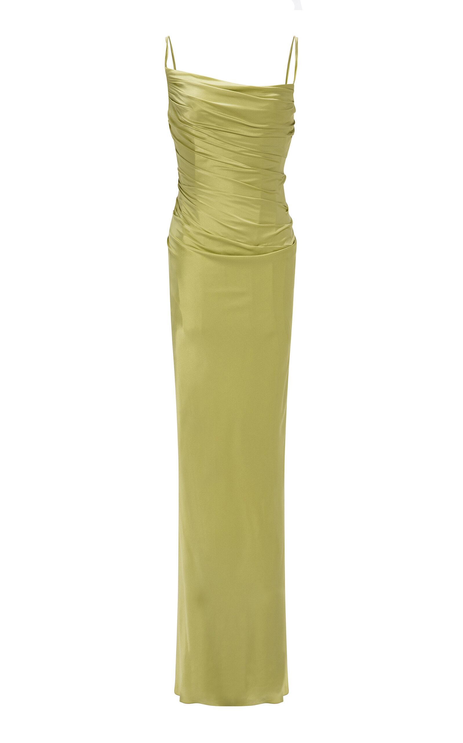 Marmar Halim Ruched Silk-Satin Gown - Light Blue