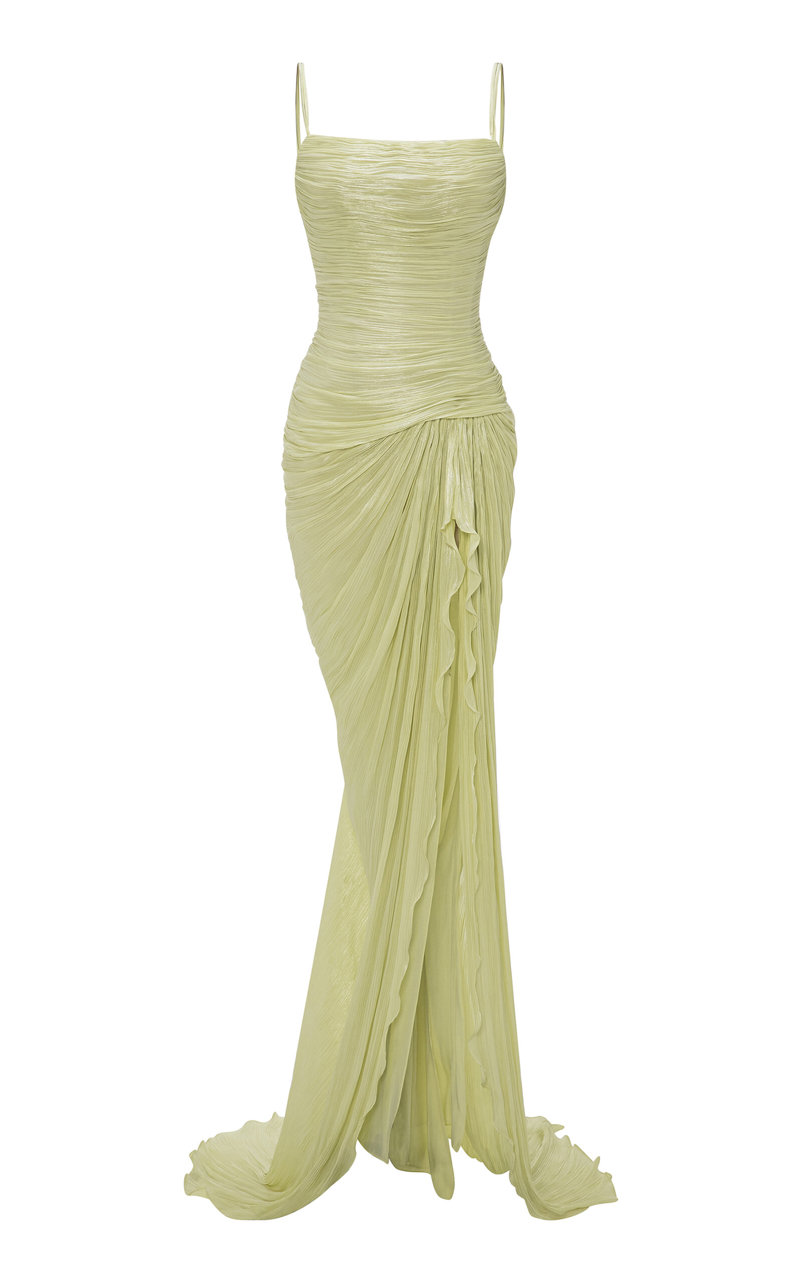 Marmar Halim Draped Ruched Gown In Green