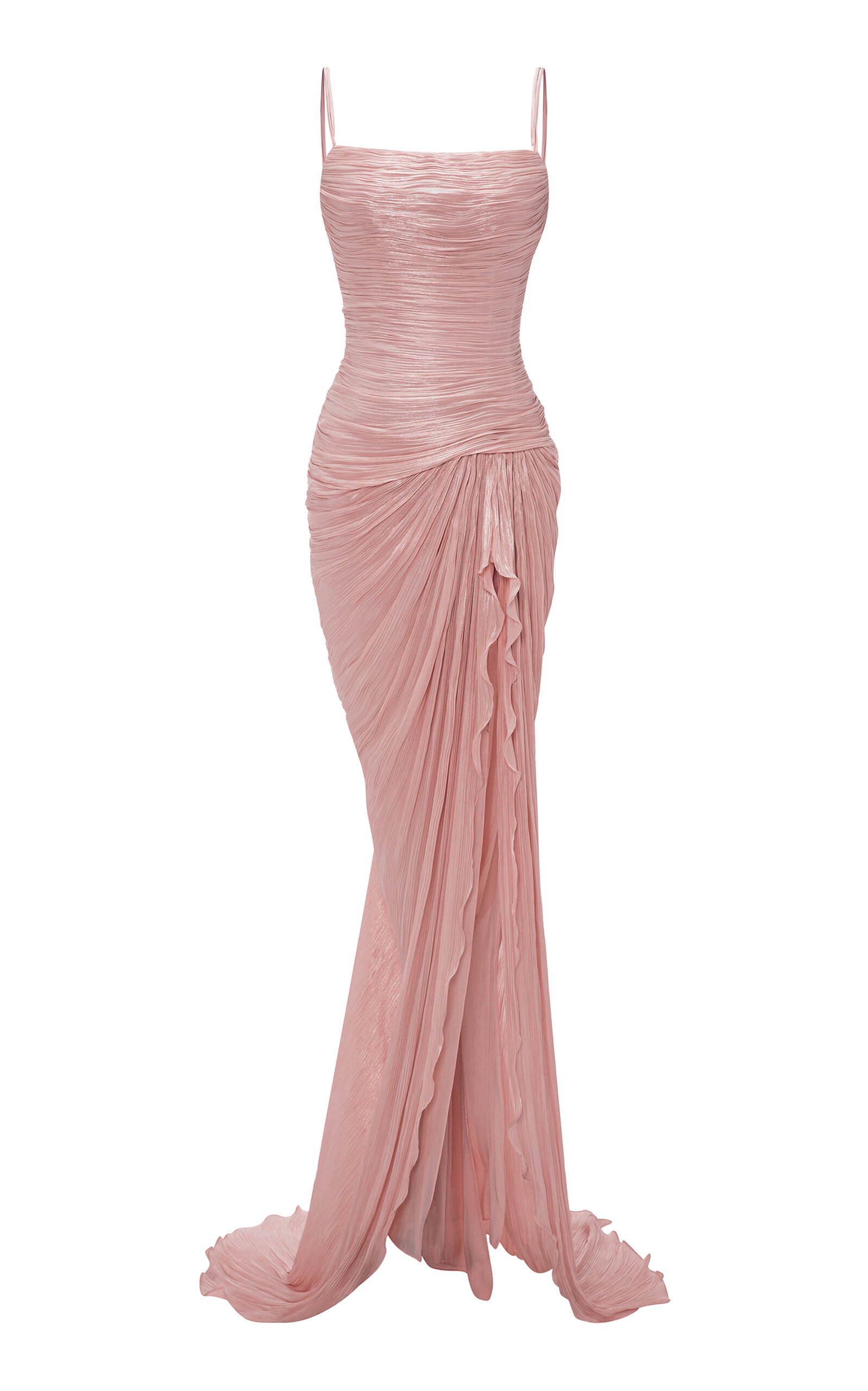 Marmar Halim Draped Ruched Gown In Pink