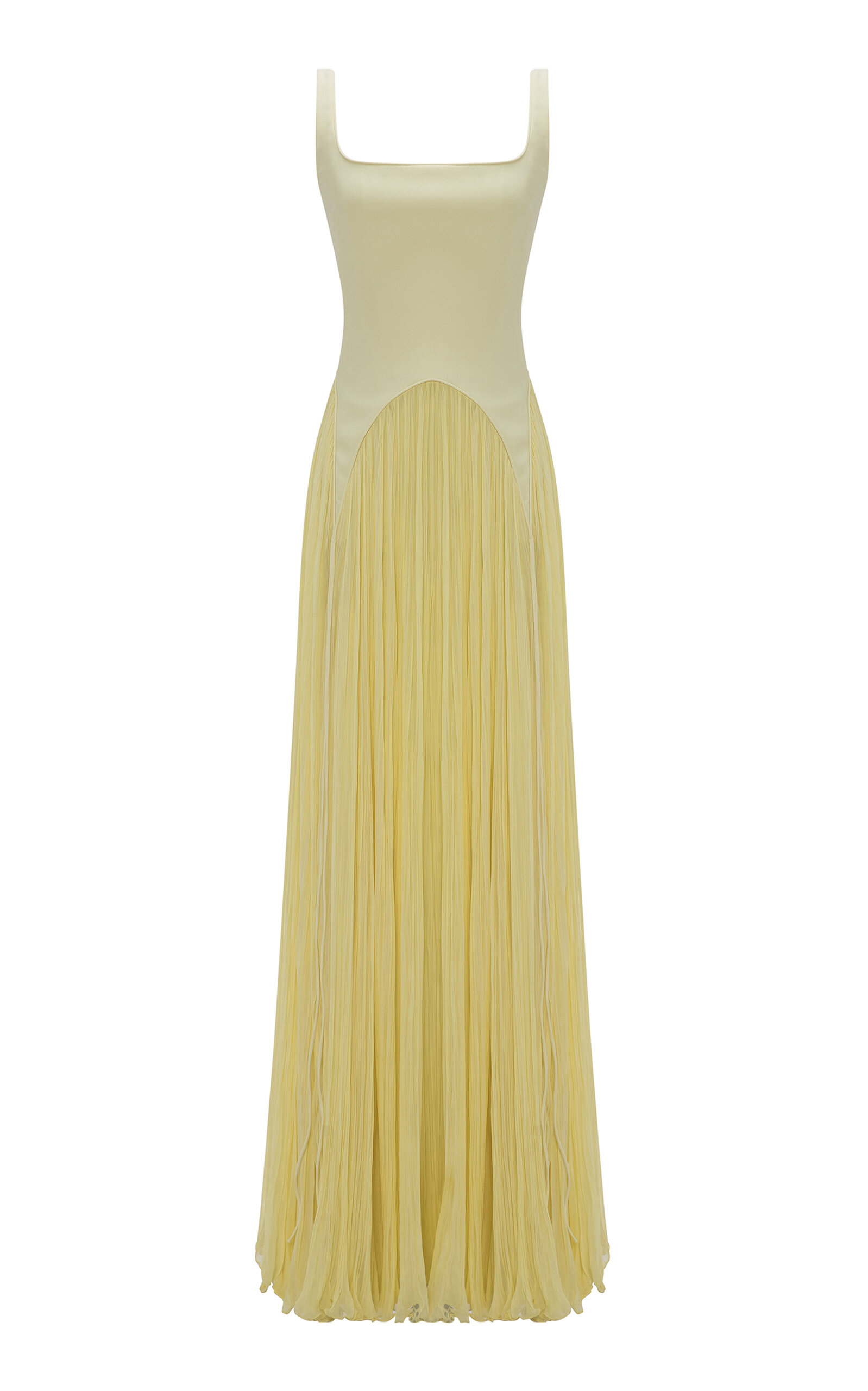 Marmar Halim Pleated Evening Gown In Yellow