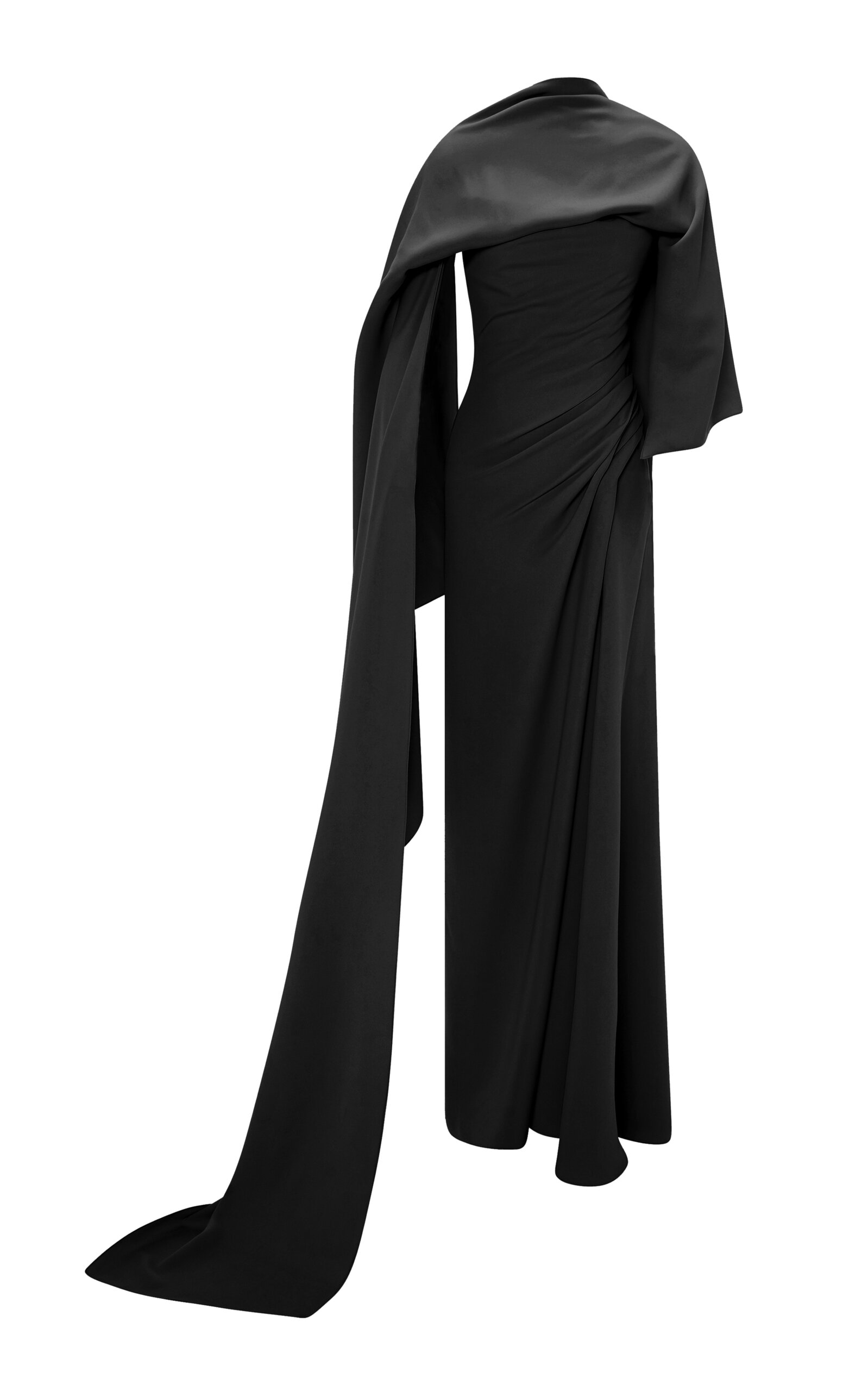Marmar Halim Draped Evening Gown In Black