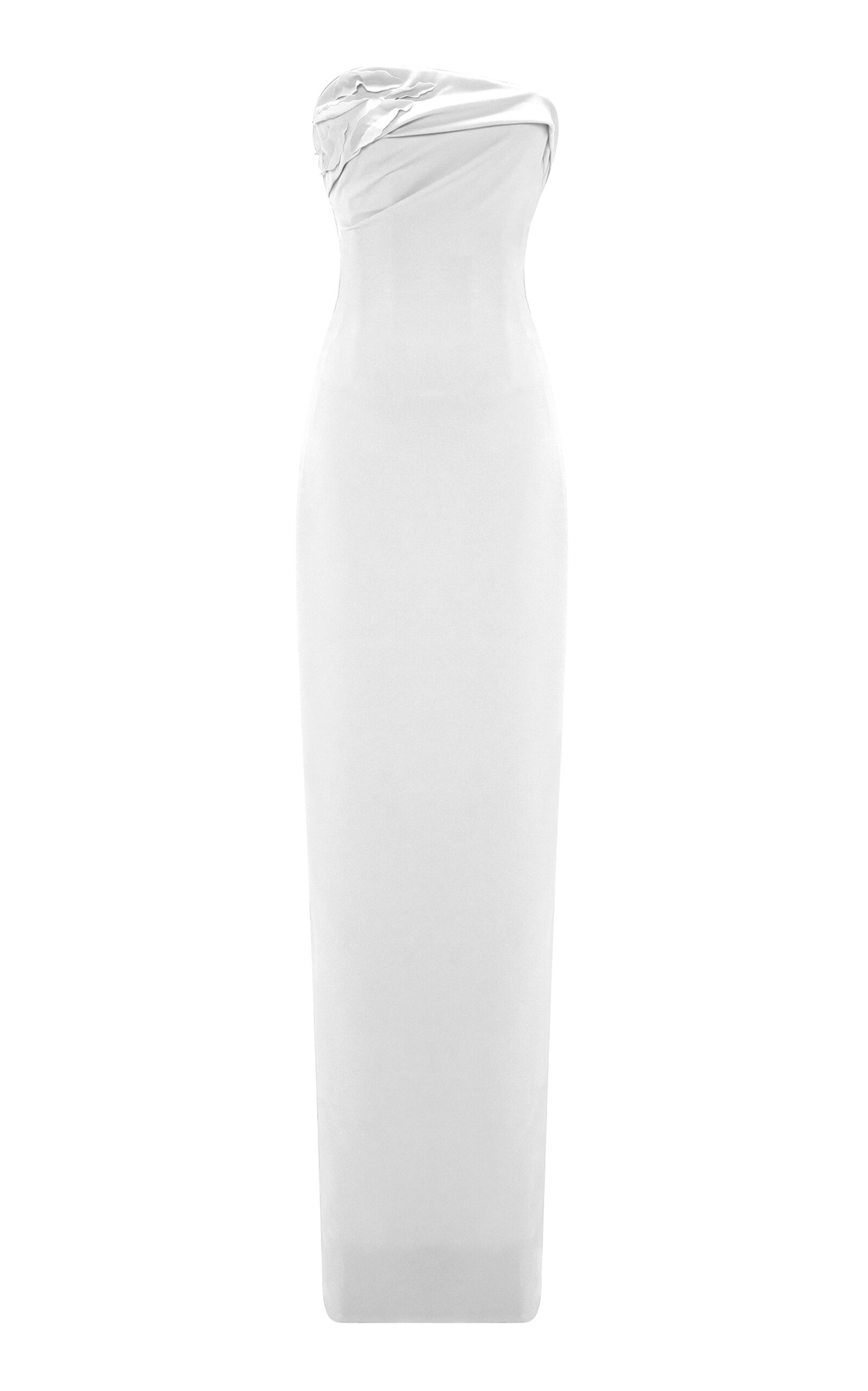 Marmar Halim Draped Column Gown In White