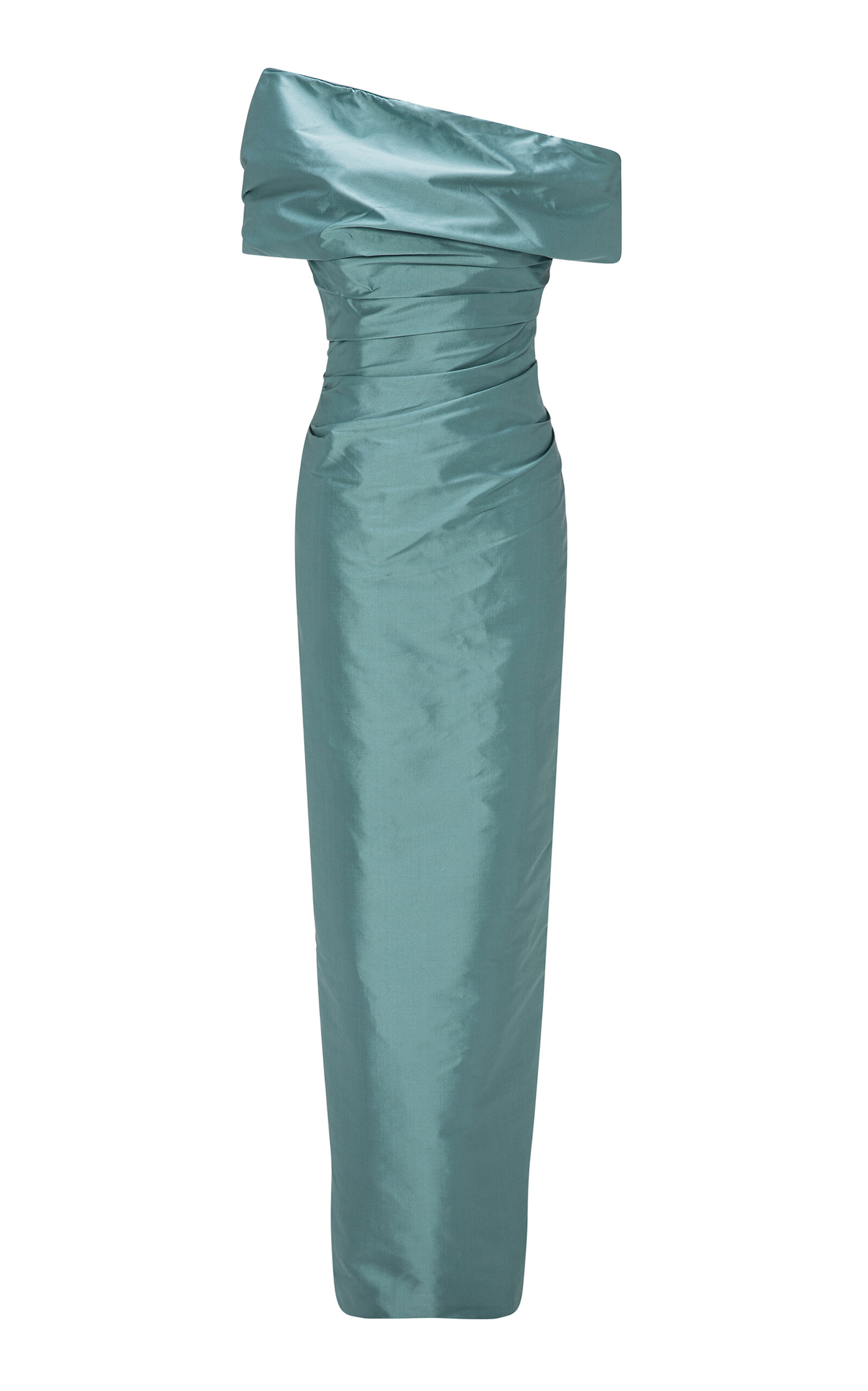 Marmar Halim Draped Silk Column Gown - Red