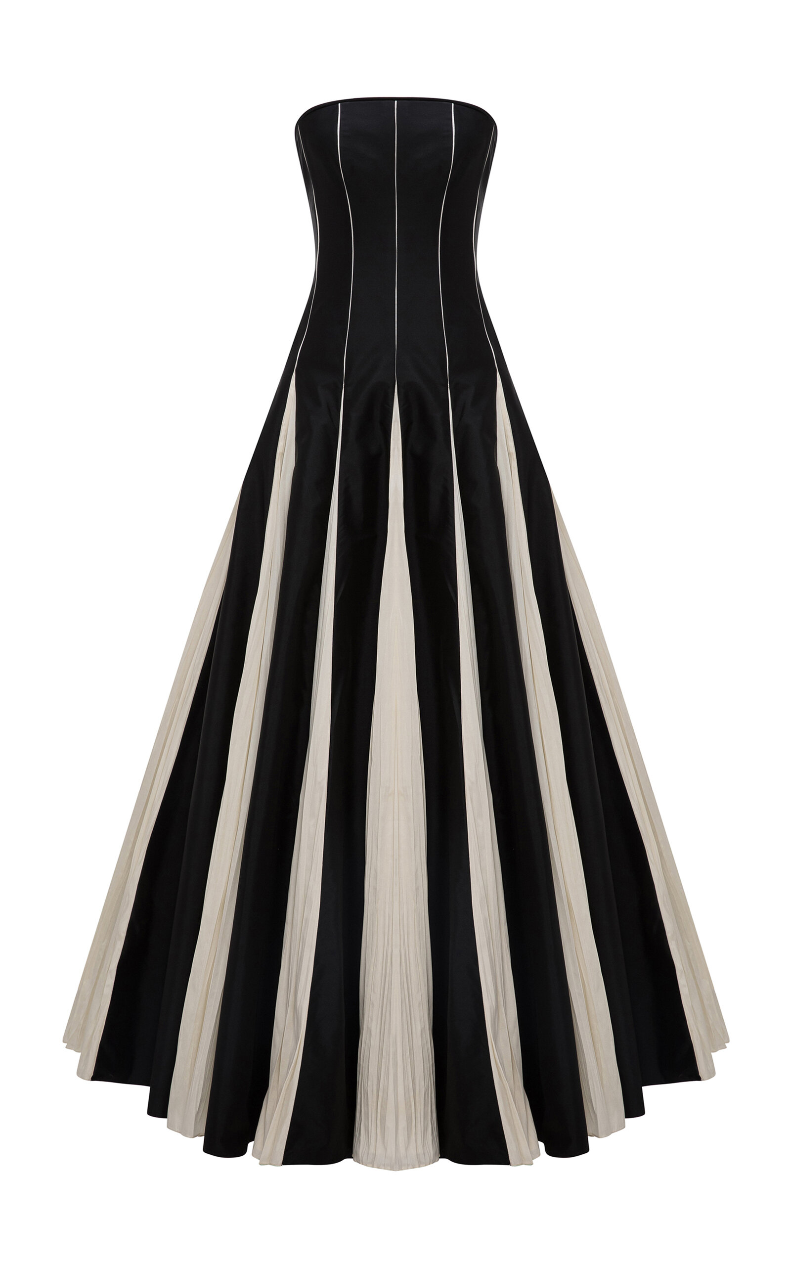 Contrast-Paneled Taffeta Gown