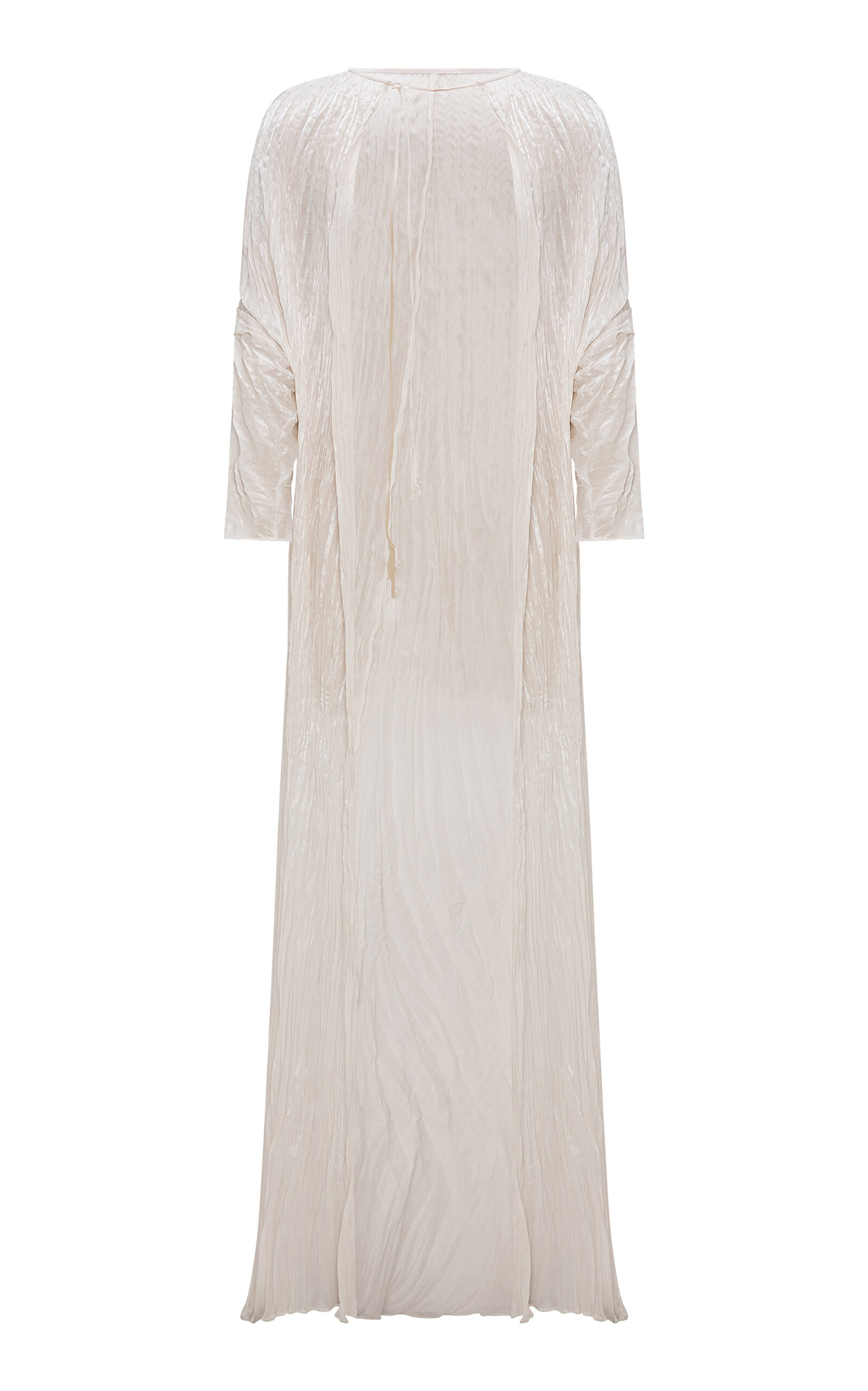 Marmar Halim Pleated Chiffon Evening Gown In White