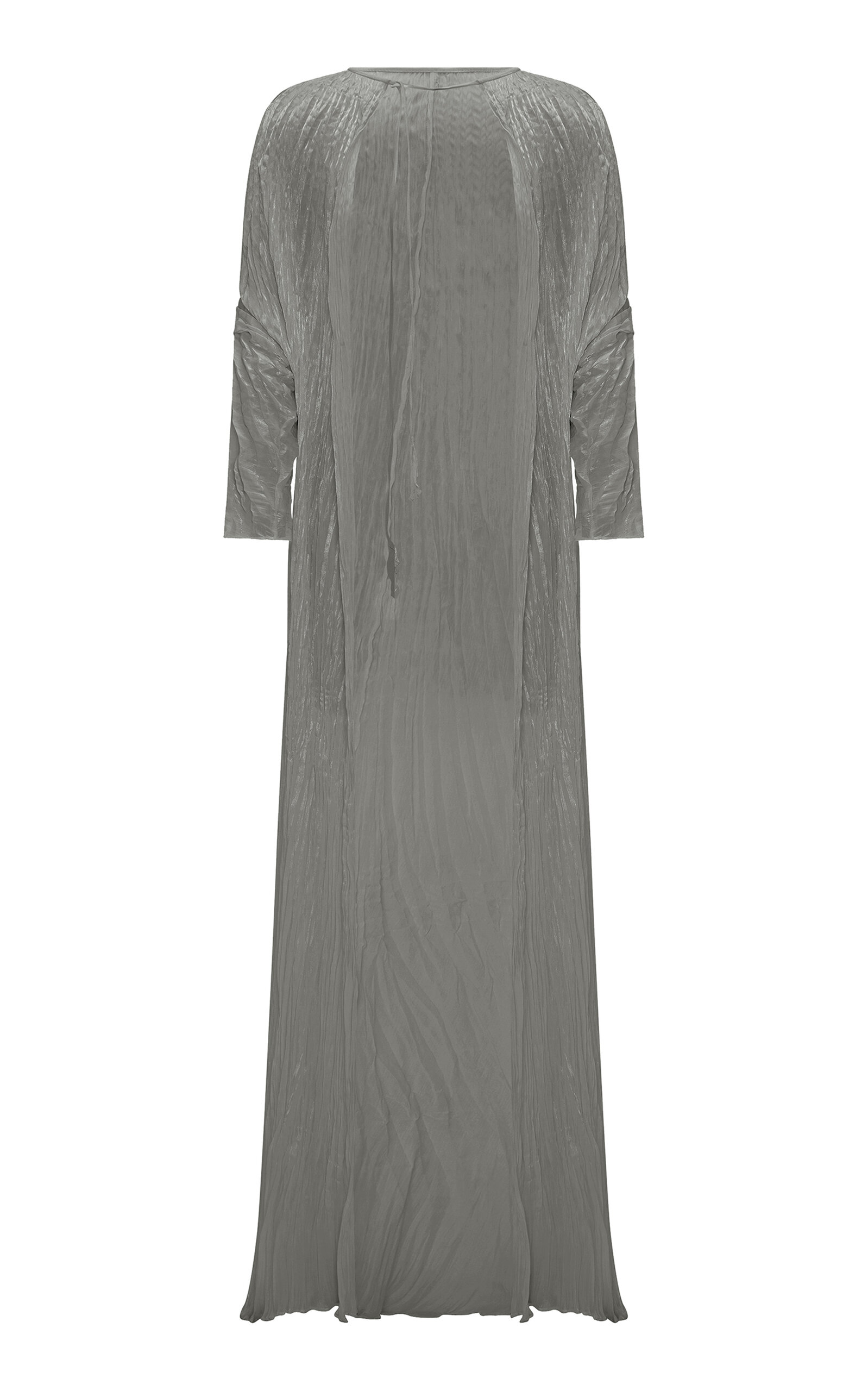 Marmar Halim Pleated Chiffon Evening Gown In Gray