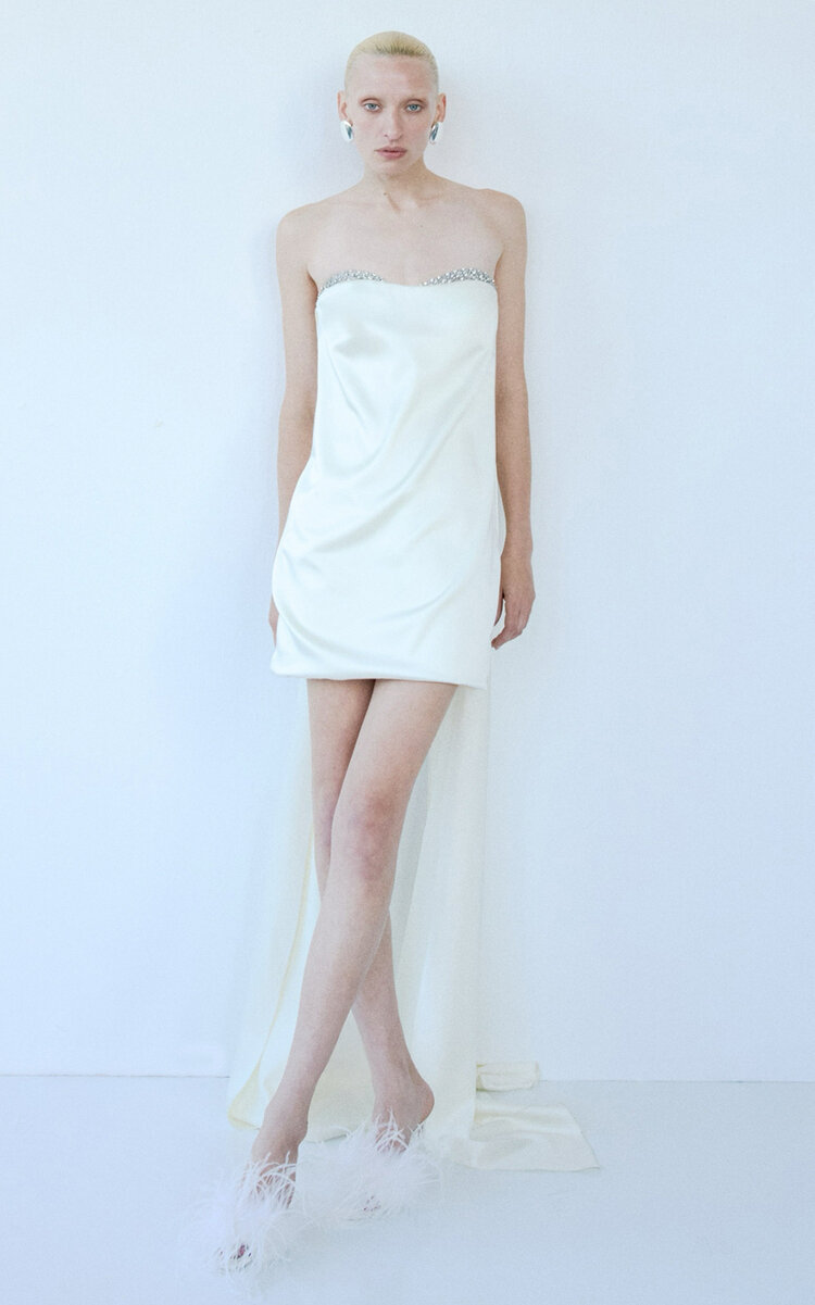 The New Arrivals Ilkyaz Ozel Solene Embellished Mini Dress In White