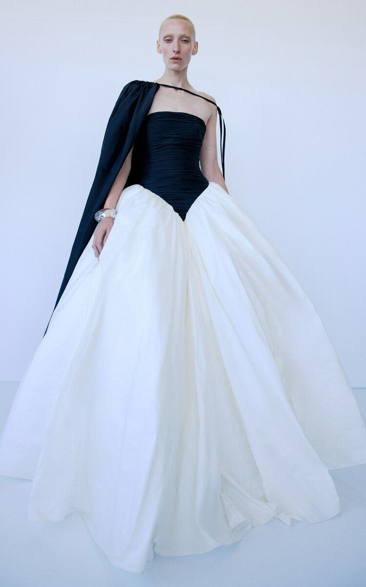 The New Arrivals Ilkyaz Ozel Britt Ruched Silk Ball Gown In Multi