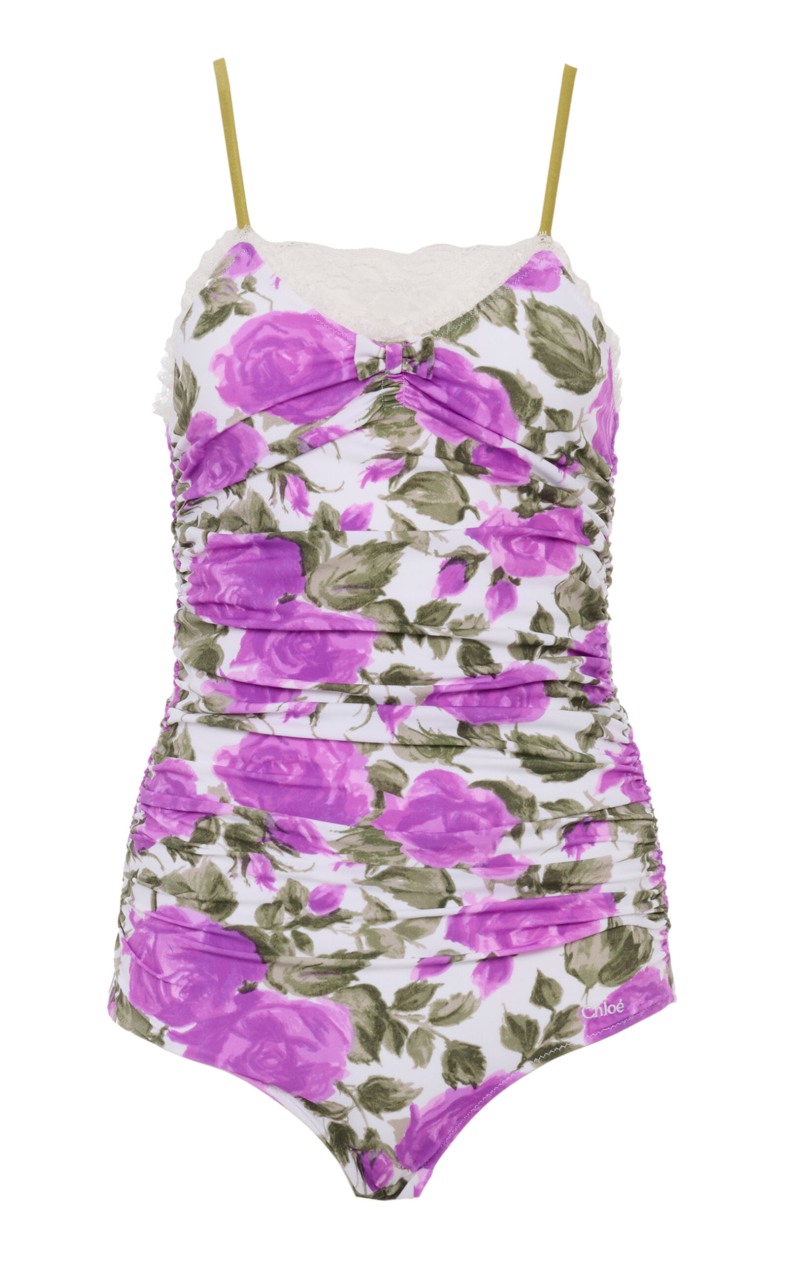 Chloé Printed Ruched Bodysuit In Multi