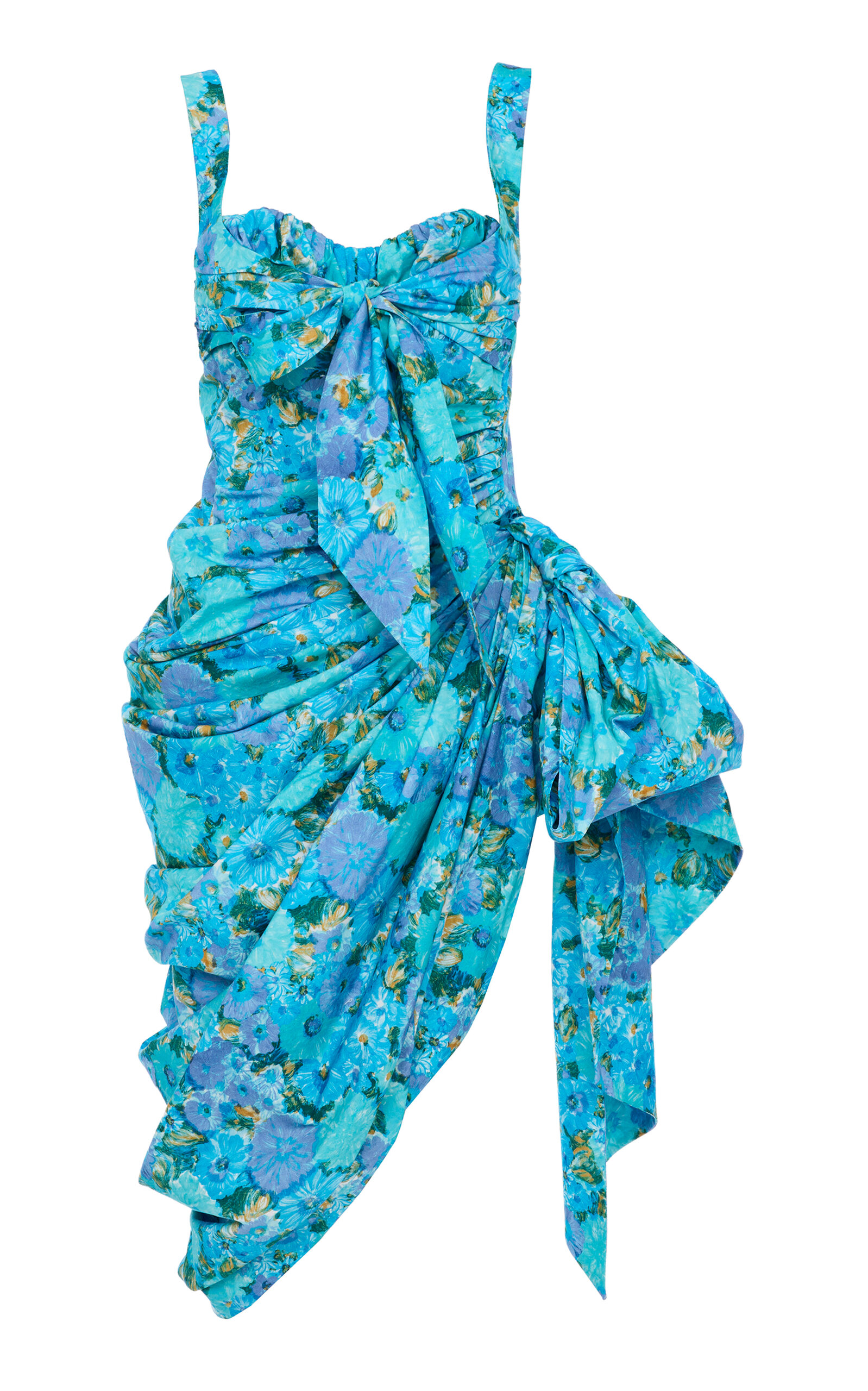 Chloé Aysmmetric Cotton Midi Dress In Blue