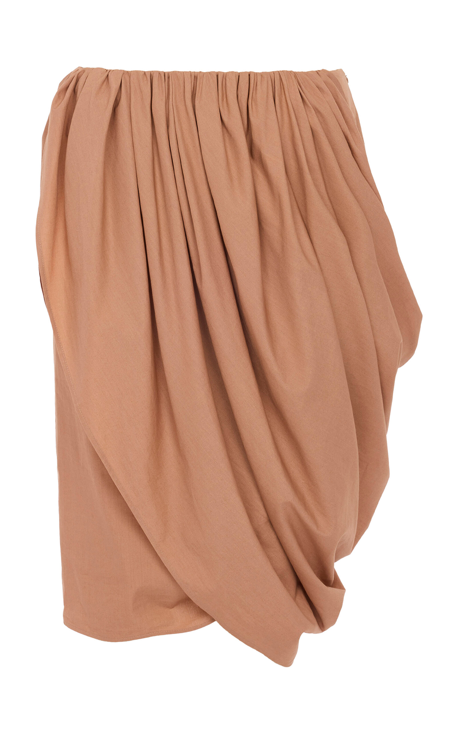 Chloé Ruched Cotton Skirt In Brown