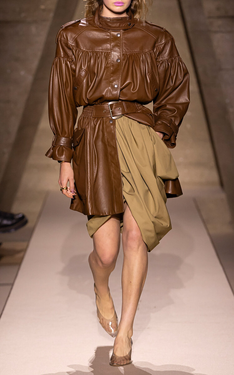 Chloé Ruched Cotton Skirt In Brown