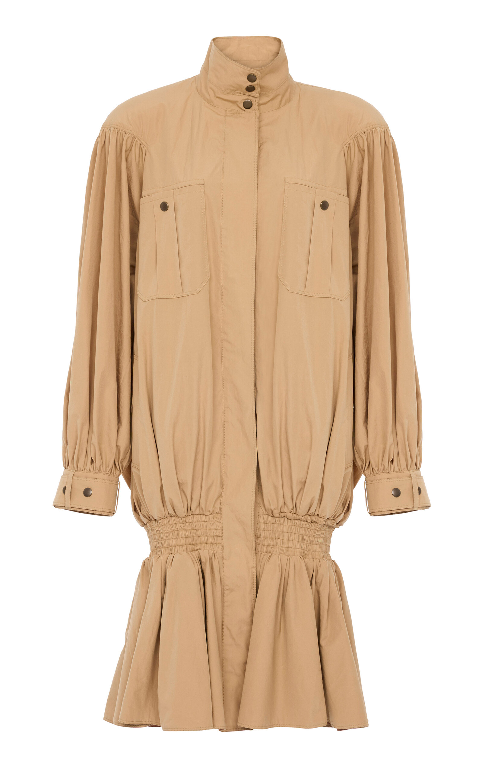 Chloé Ruched Peplum Cotton Coat In Neutral