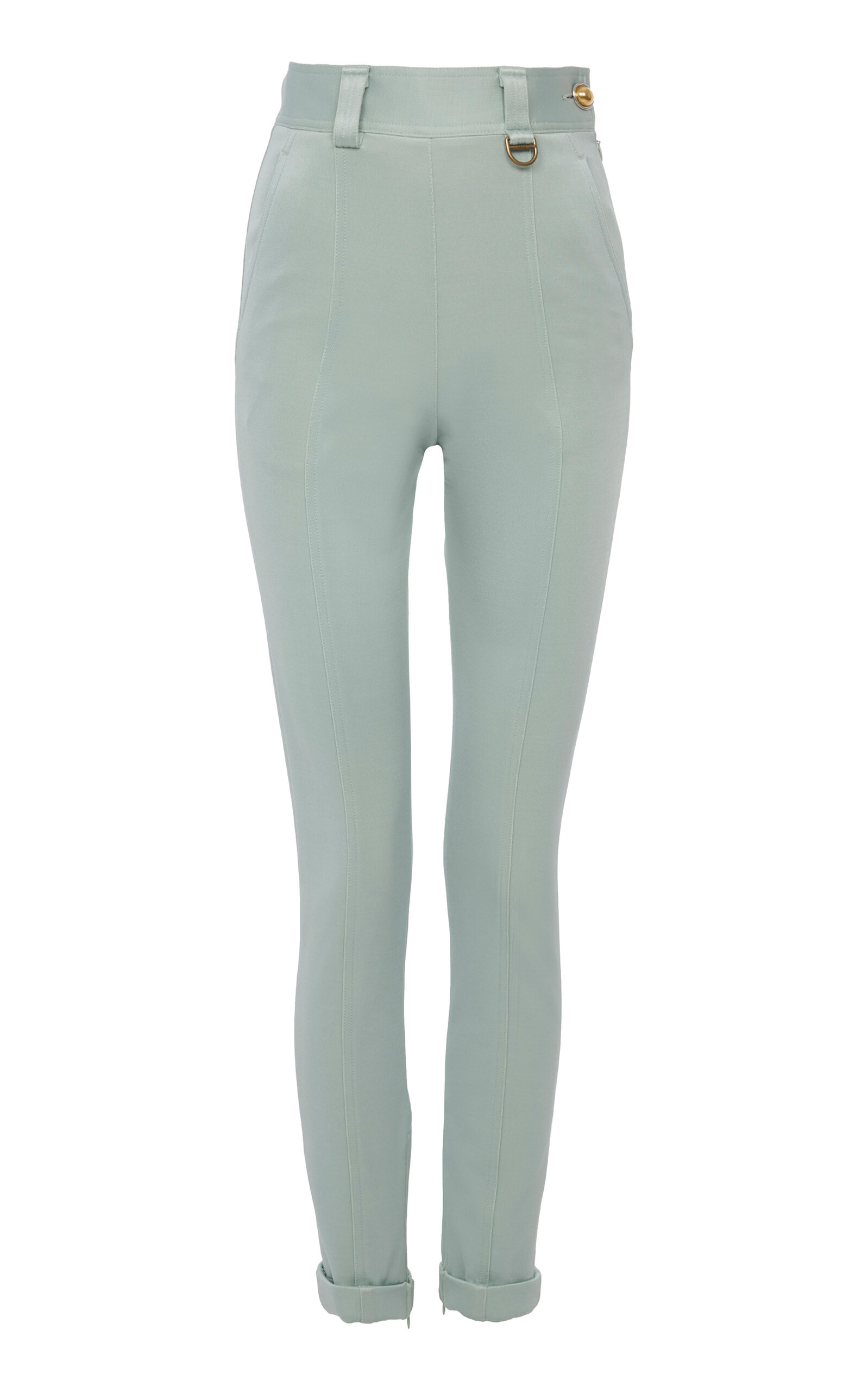 Chloé Satin-finished Cigarette Pants In Blue