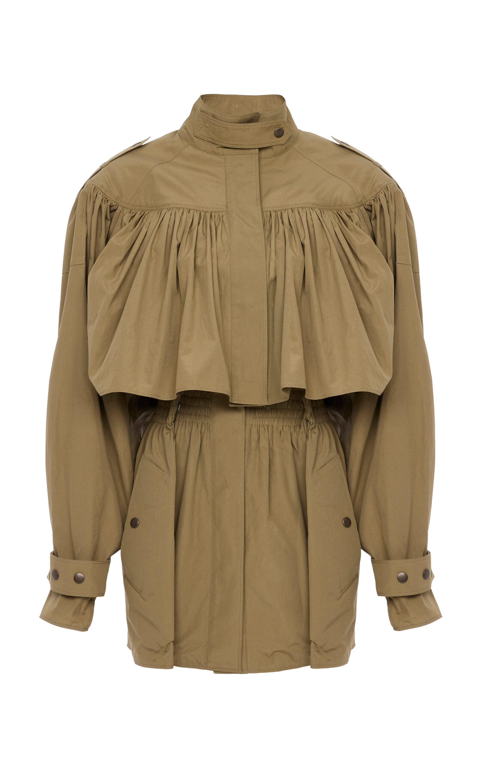 Chloé Ruched Cotton Utility Jacket In Brown