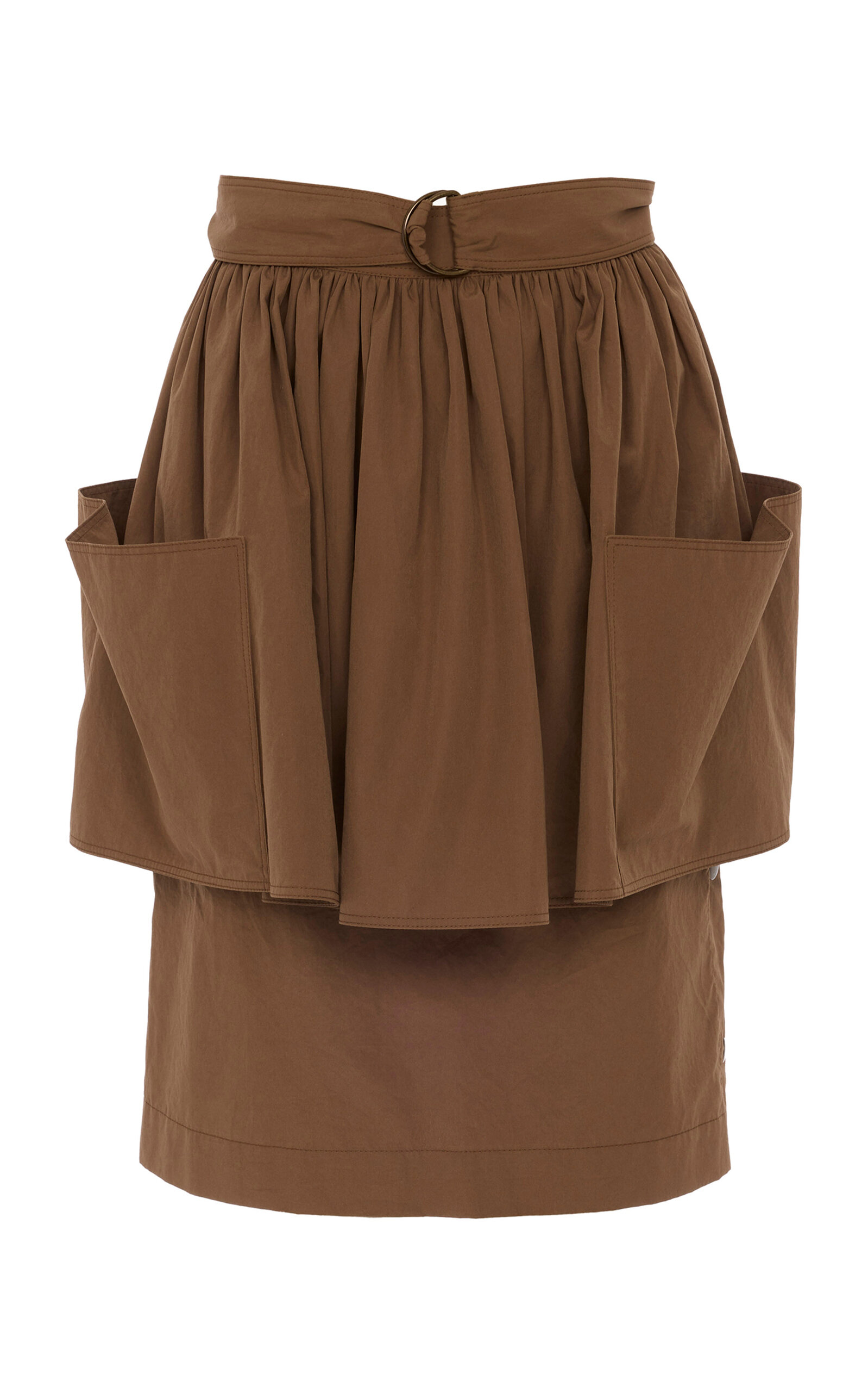 Chloé Cotton Peplum Midi Skirt In Brown