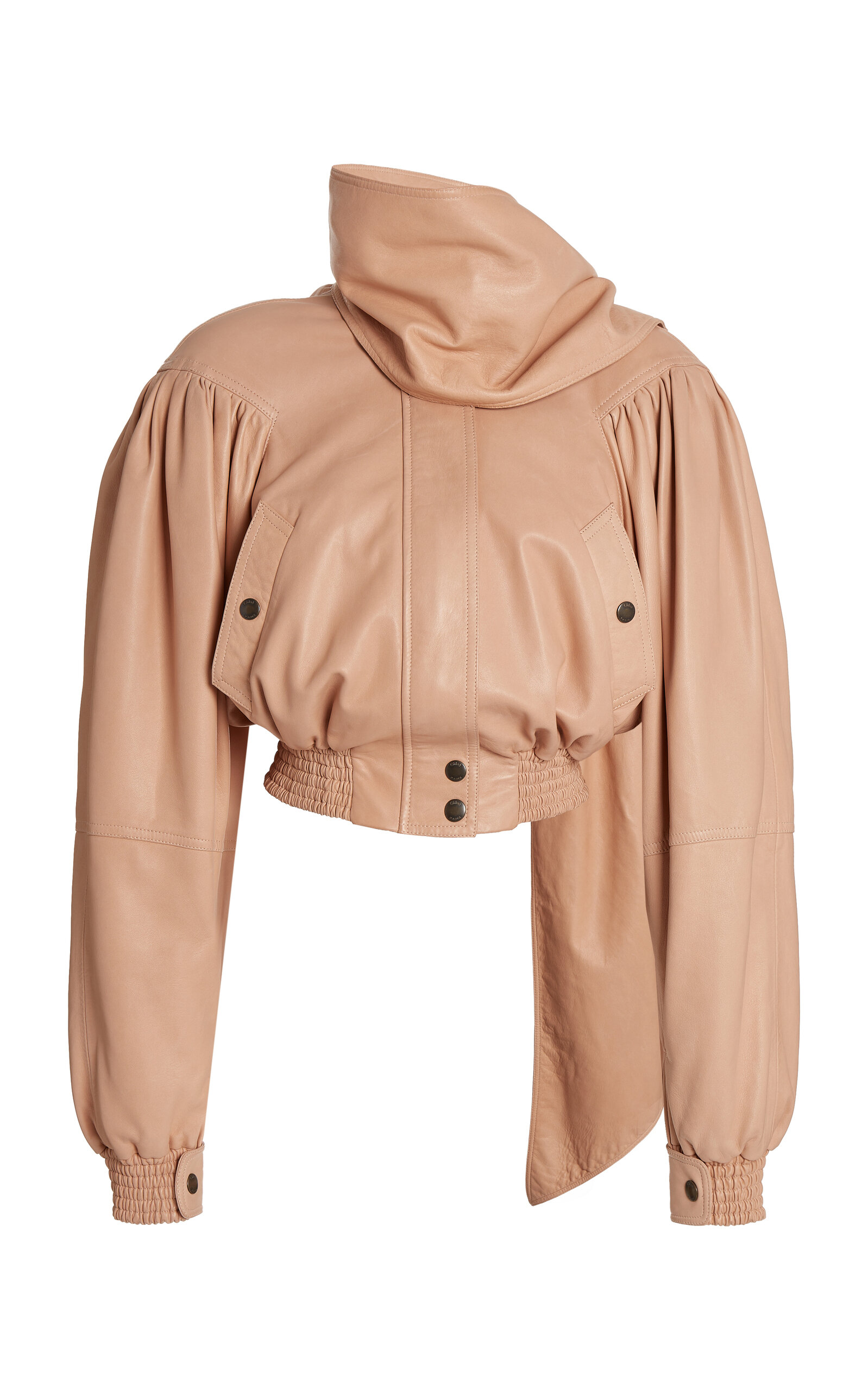 Chloé Draped Leather Bomber Jacket