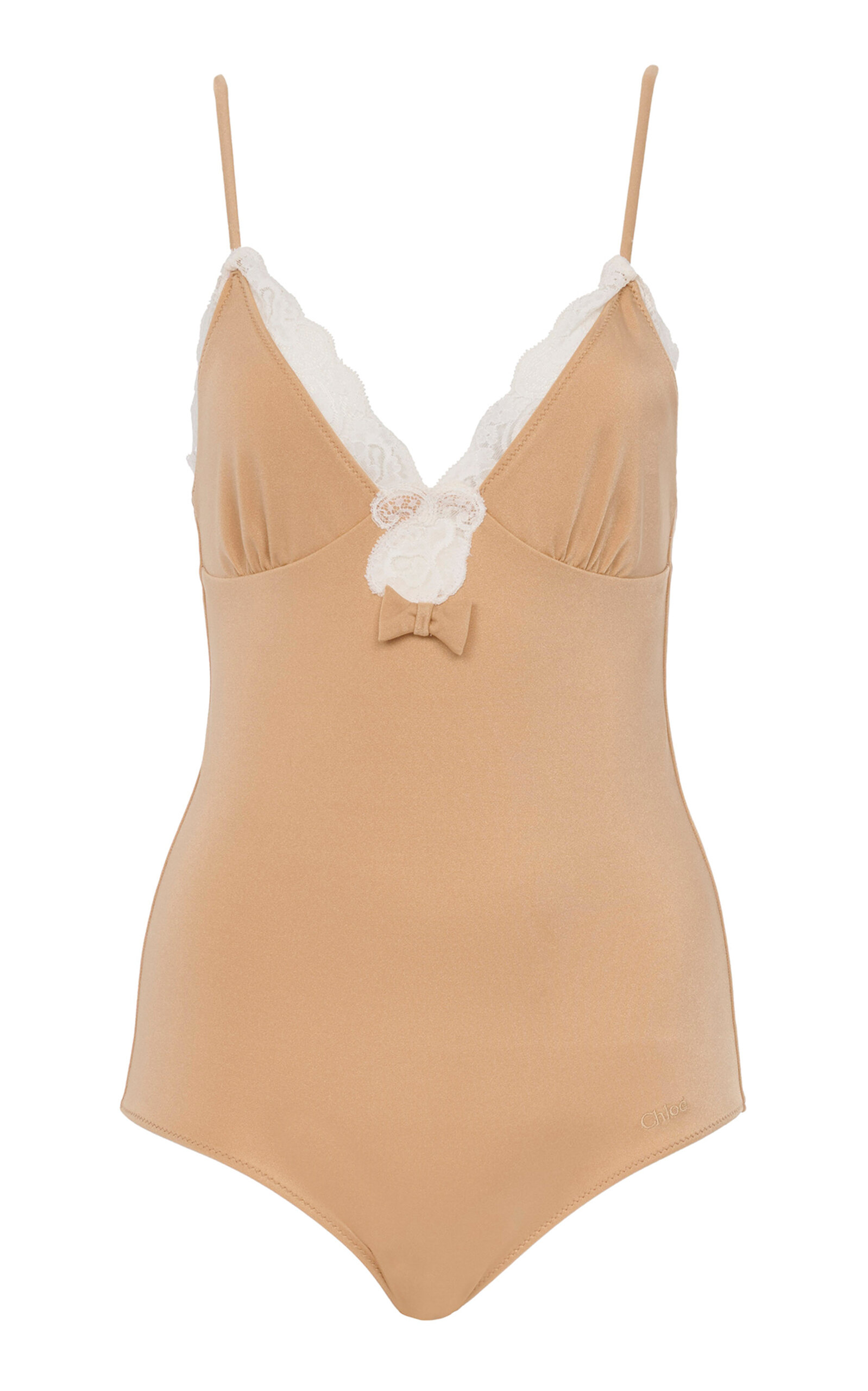 Chloé Lace-trimmed Bodysuit In Brown