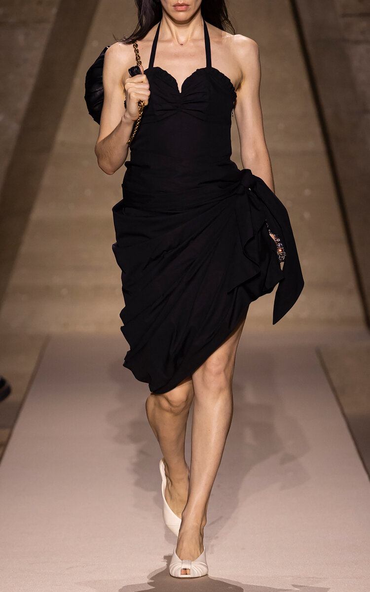 Chloé Cotton Wrap Midi Dress In Black