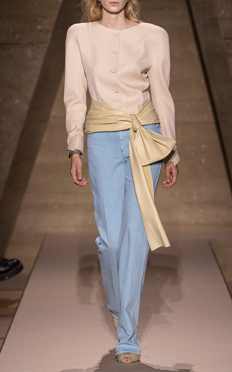 Chloé Pleated Cotton Straight-leg Pants In Blue