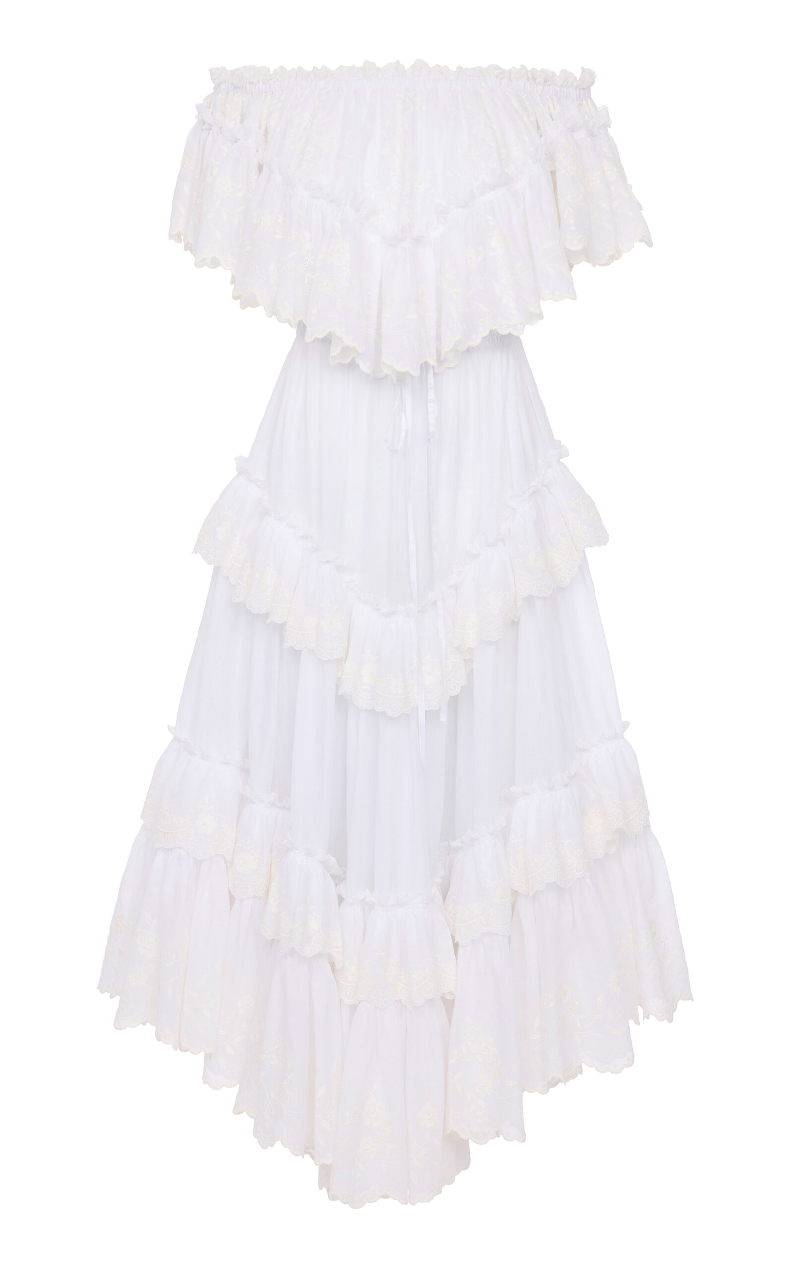 Chloé Tiered Ruffle Cotton Maxi Dress In White