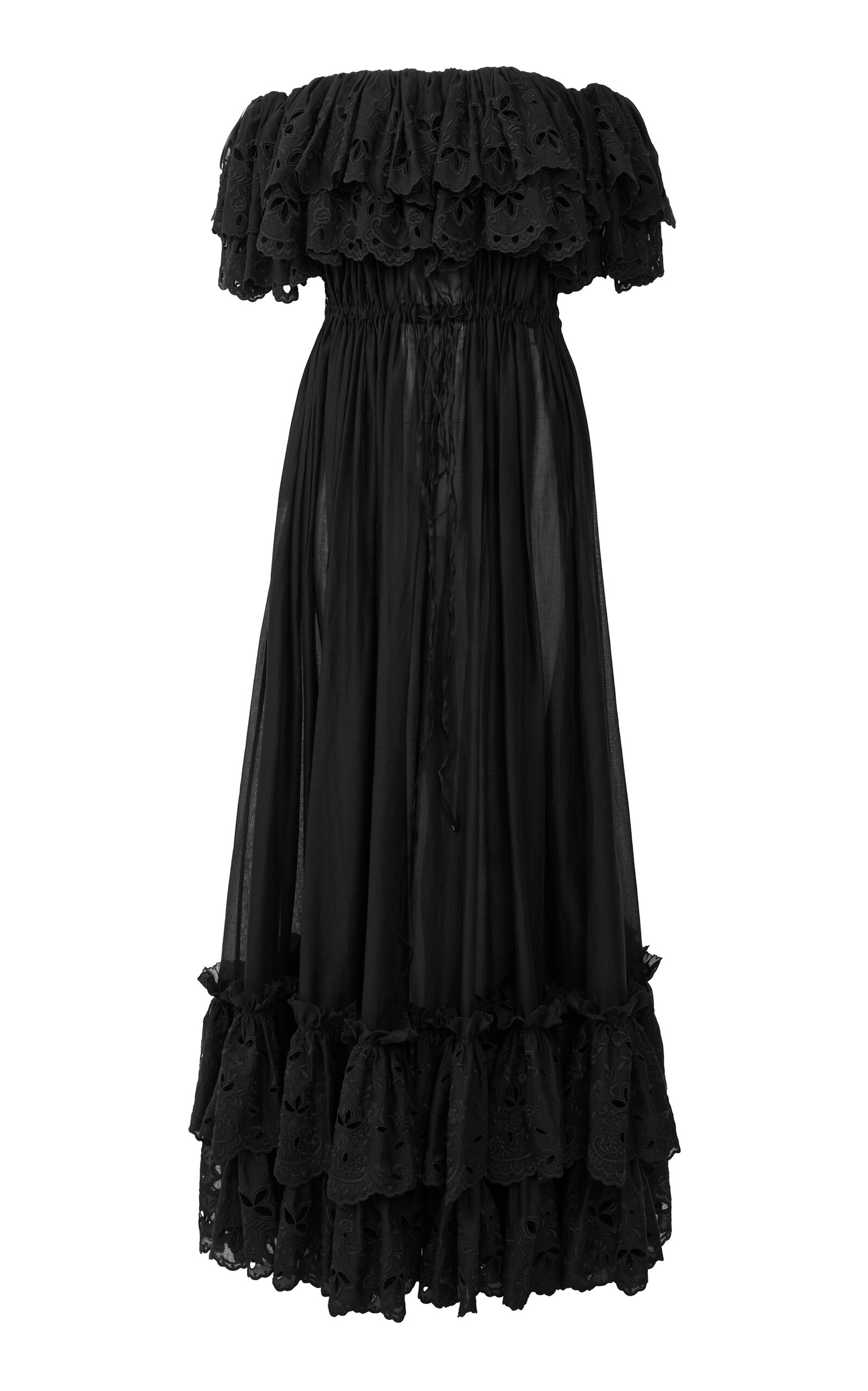 Chloé Draped Tiered Cotton Maxi Dress In Black