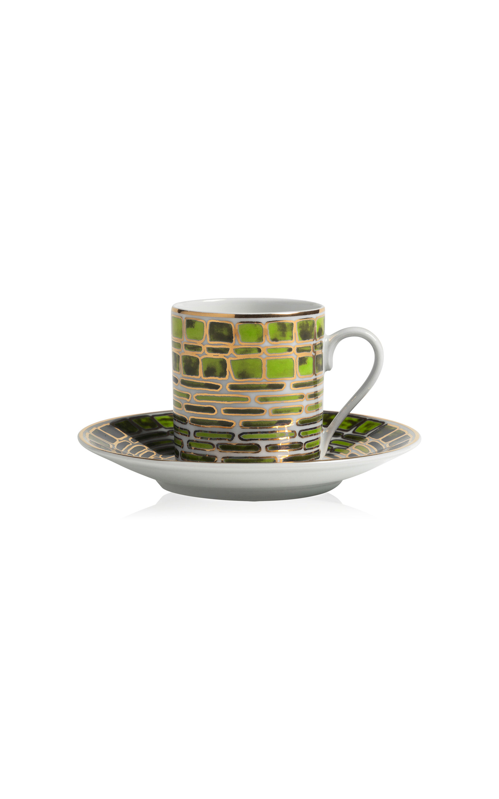 Tania Bulhoes Gold-Detailed Porcelain Espresso Cup & Saucer - Multi