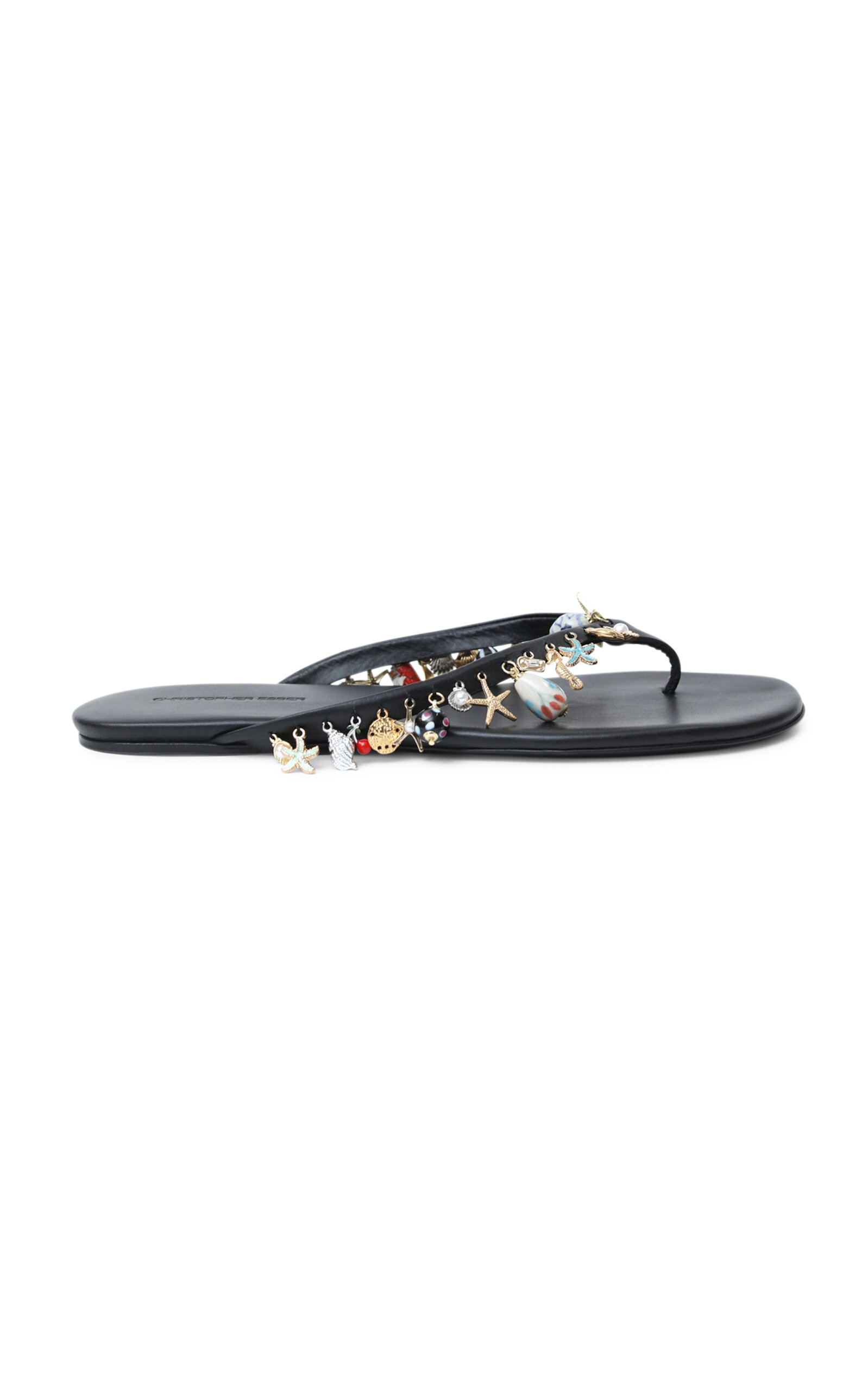 Christopher Esber Memento Charm Flip Flop In Black