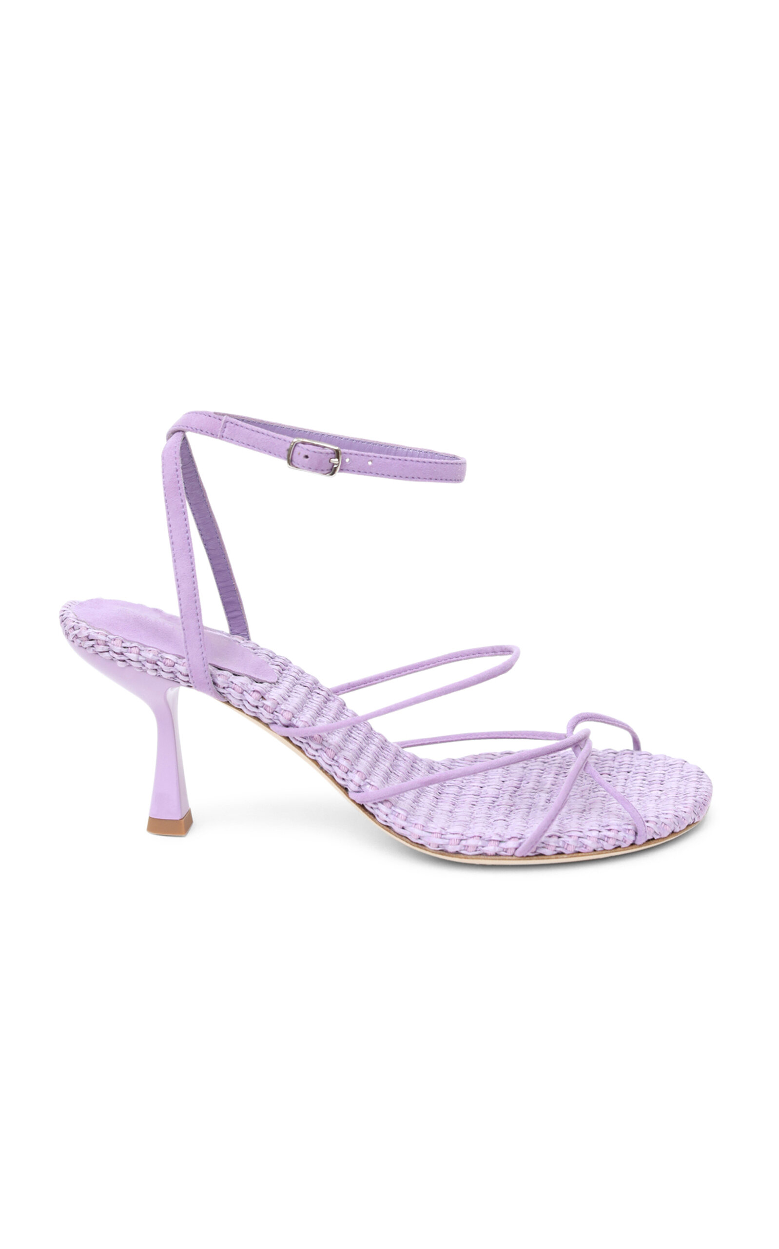 Christopher Esber Blaze Raffia Suede Heel In Purple