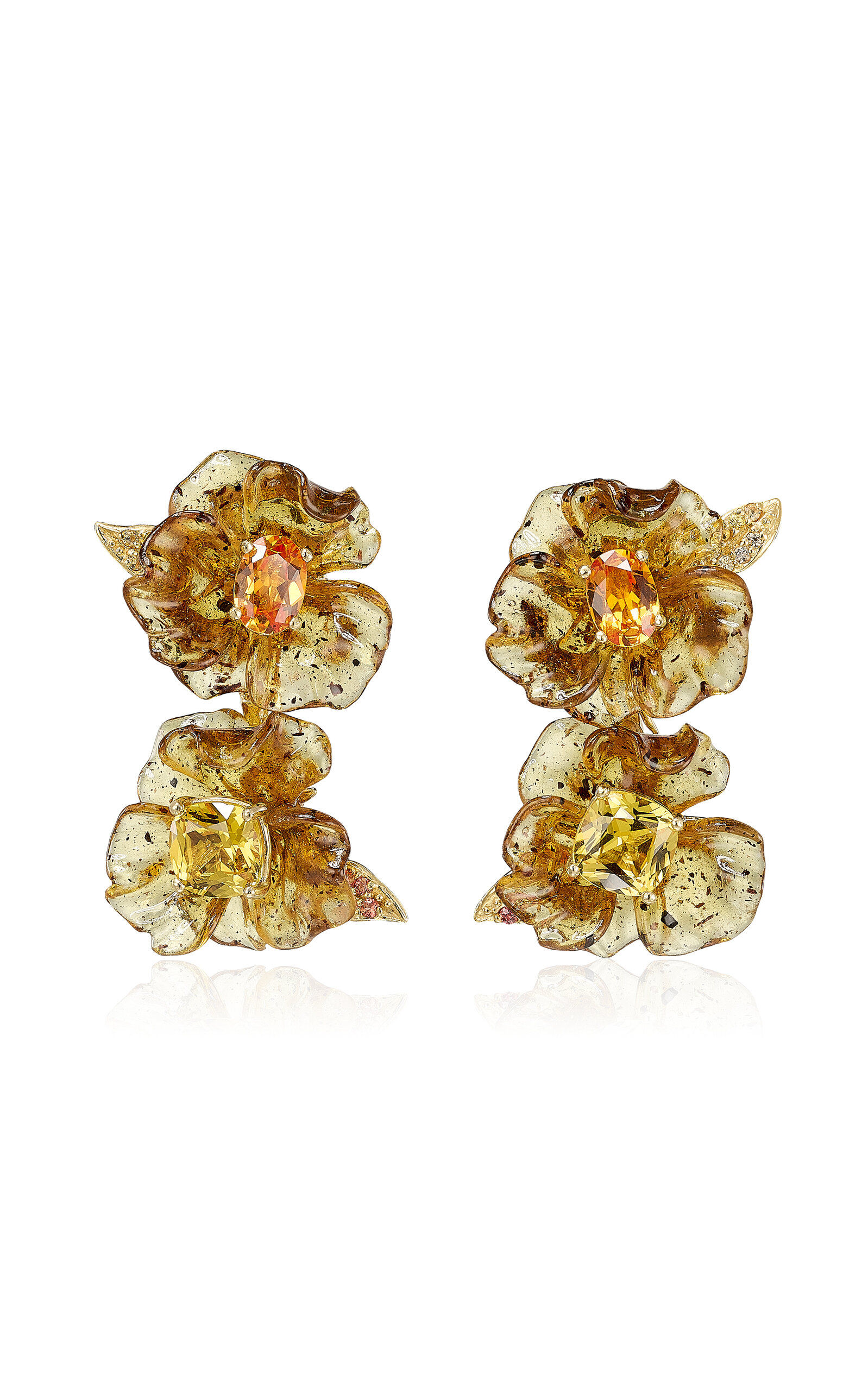 Anabela Chan 18K Yellow Gold Vermeil Sapphire Petunia Drop Earrings - Gold - OS - Only At Moda Operandi