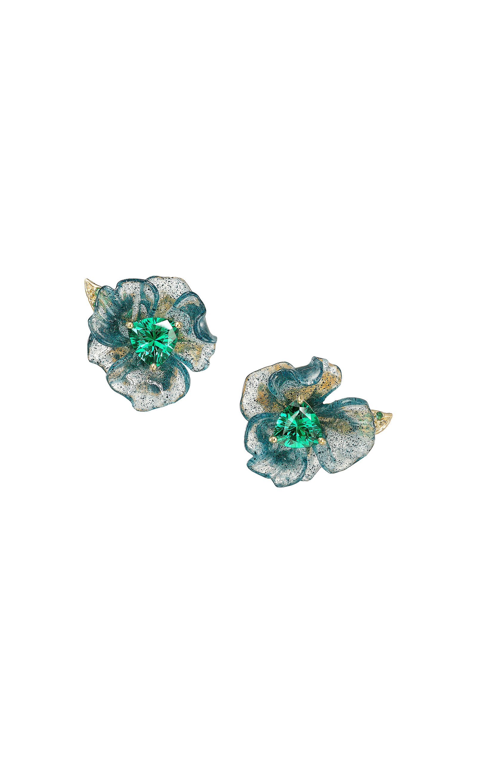 Anabela Chan 18K Yellow Gold Vermeil Spirulina Petunia Studs - Green - OS - Only At Moda Operandi