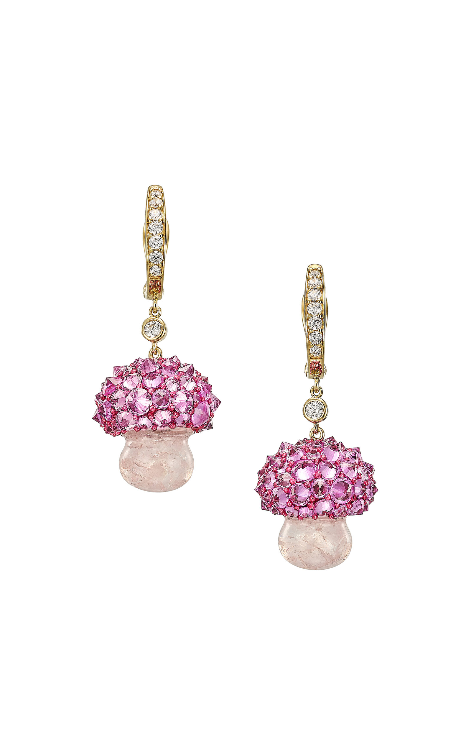 Anabela Chan 18k Yellow Gold Vermeil Rose Quartz Virosa Earrings