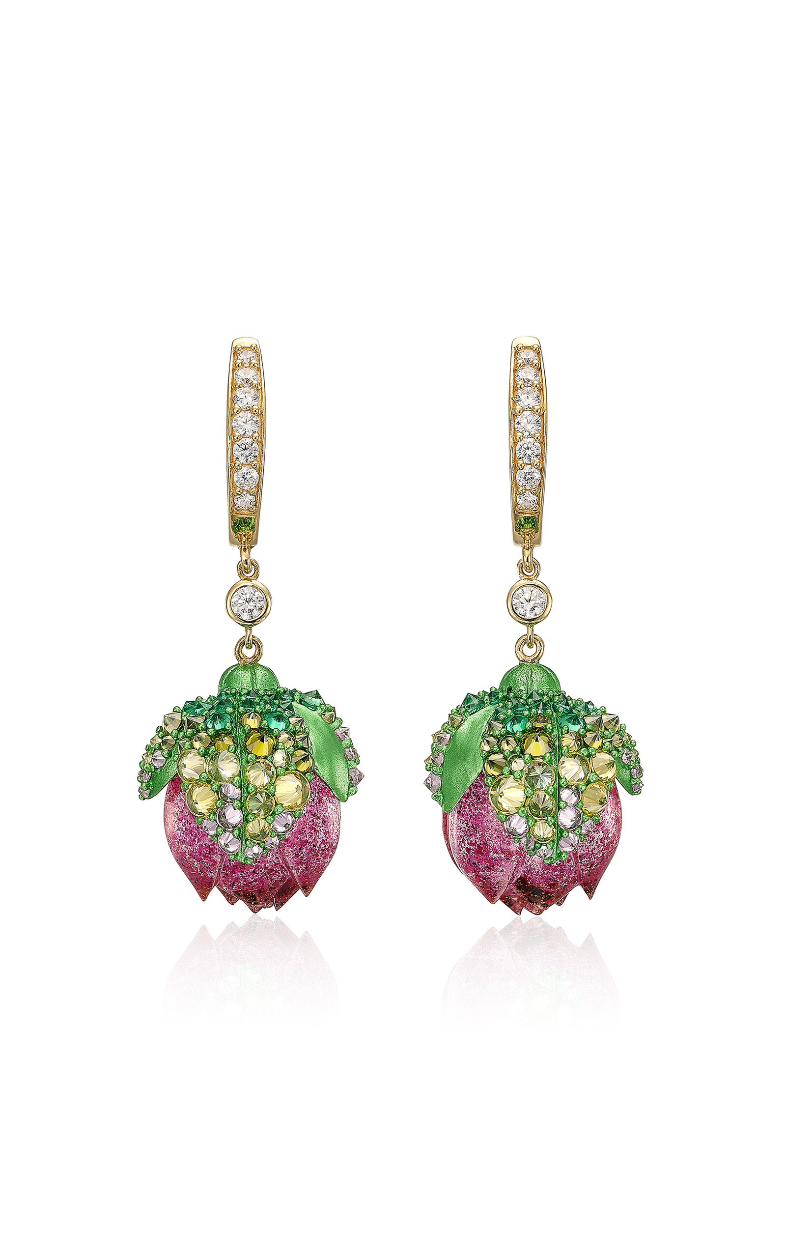 Anabela Chan 18k Yellow Gold Vermeil Beetroot Lotus Earrings In Brown