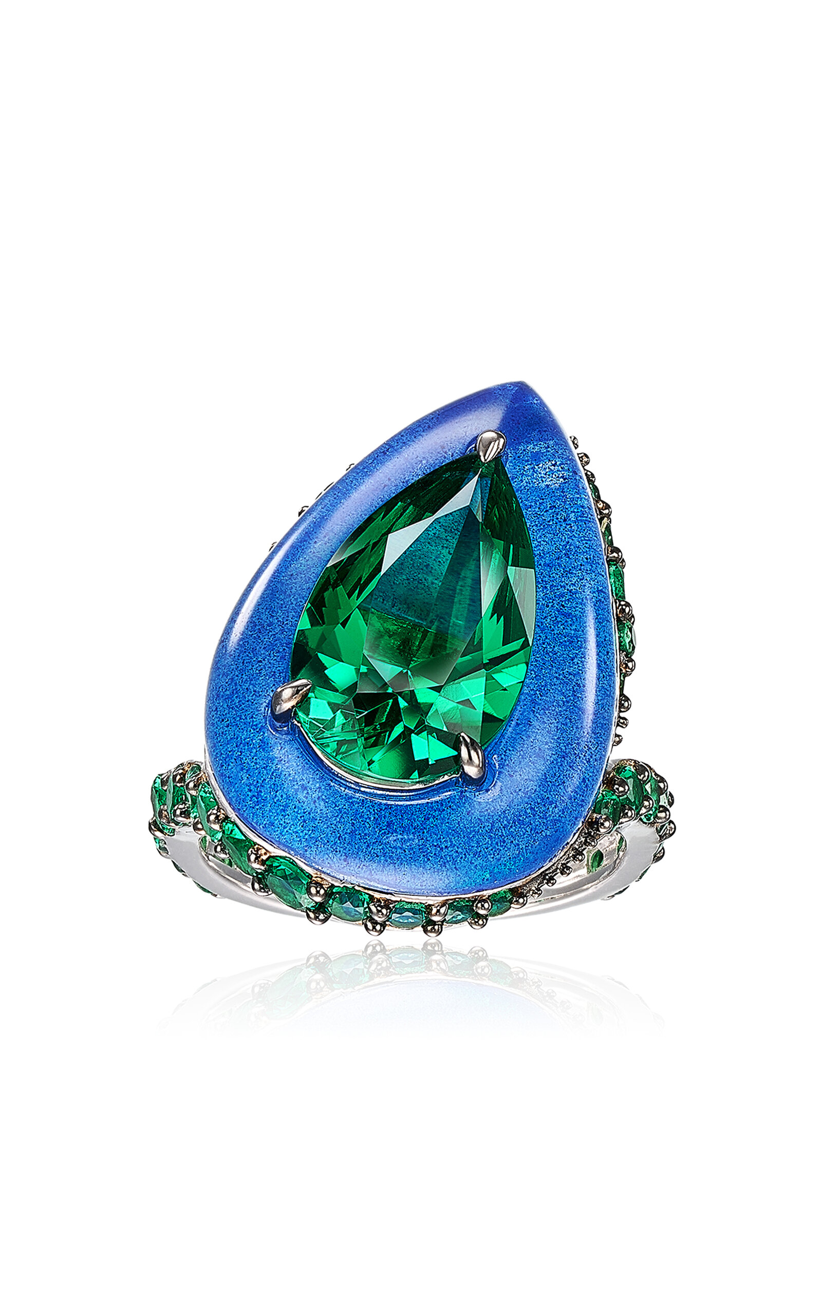 Anabela Chan 18k Yellow Gold Vermeil Emerald Spirulina Elixir Ring In Blue