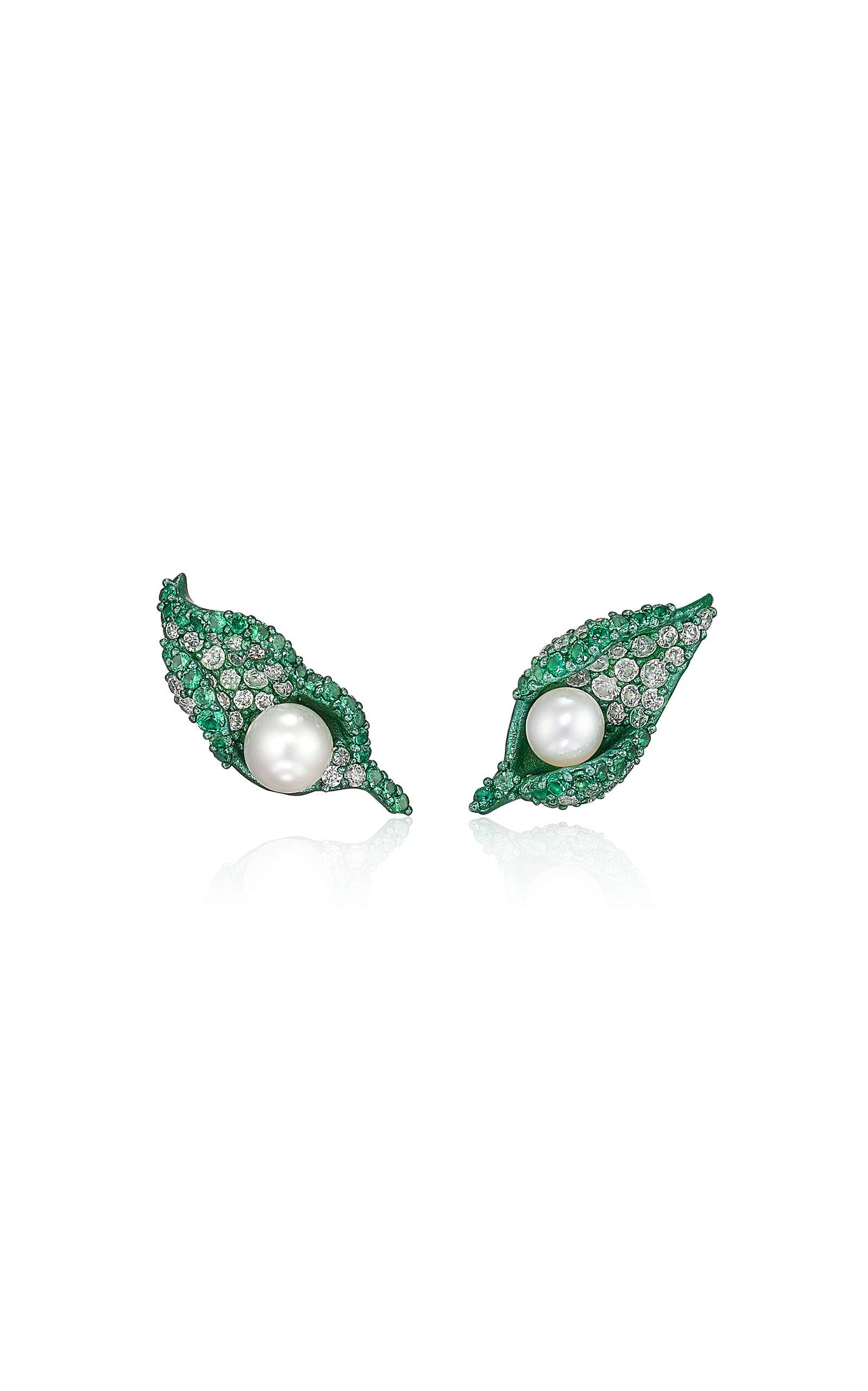 Anabela Chan Recycled Aluminium Paraiba Dew Drop Petal Studs In Green