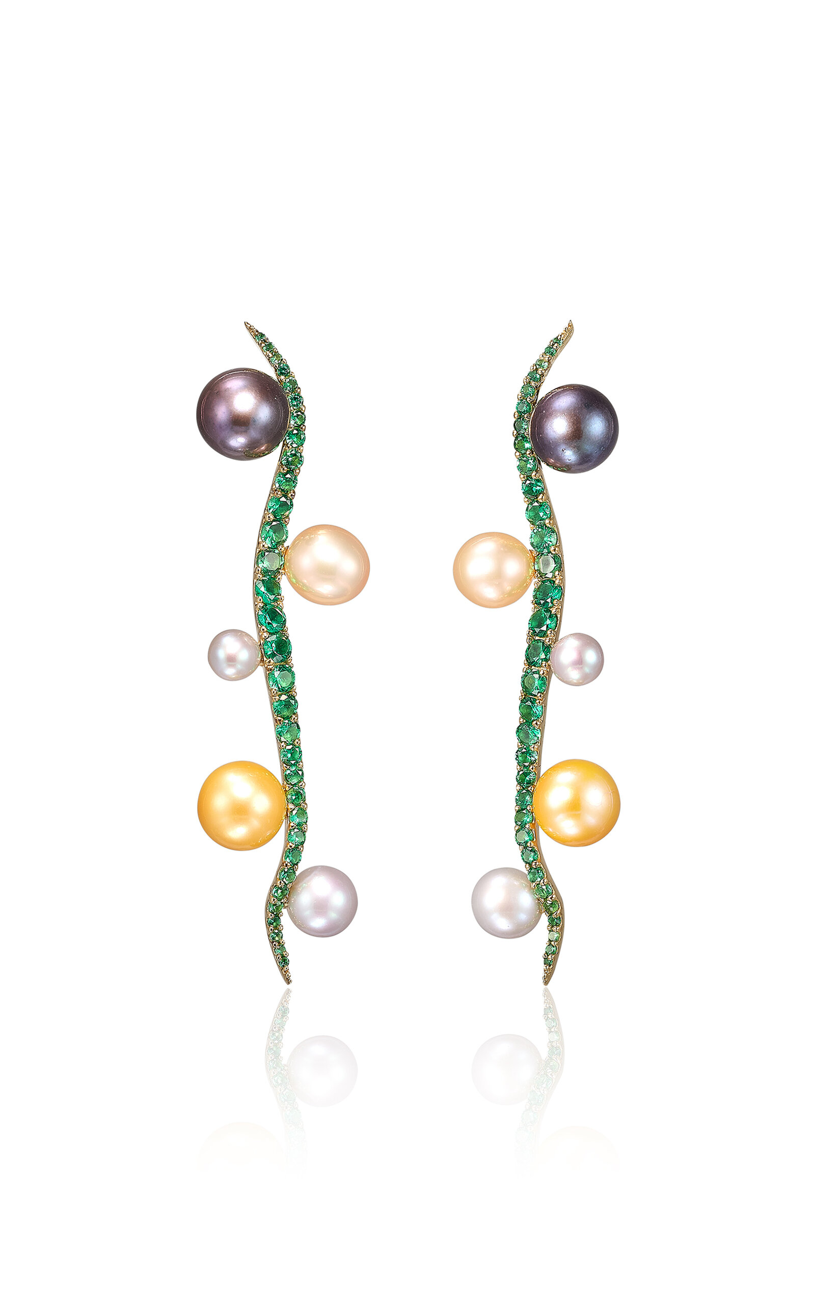 Anabela Chan 18k Yellow Gold Vermeil Pearl Blades Of Grass Earrings In Brown