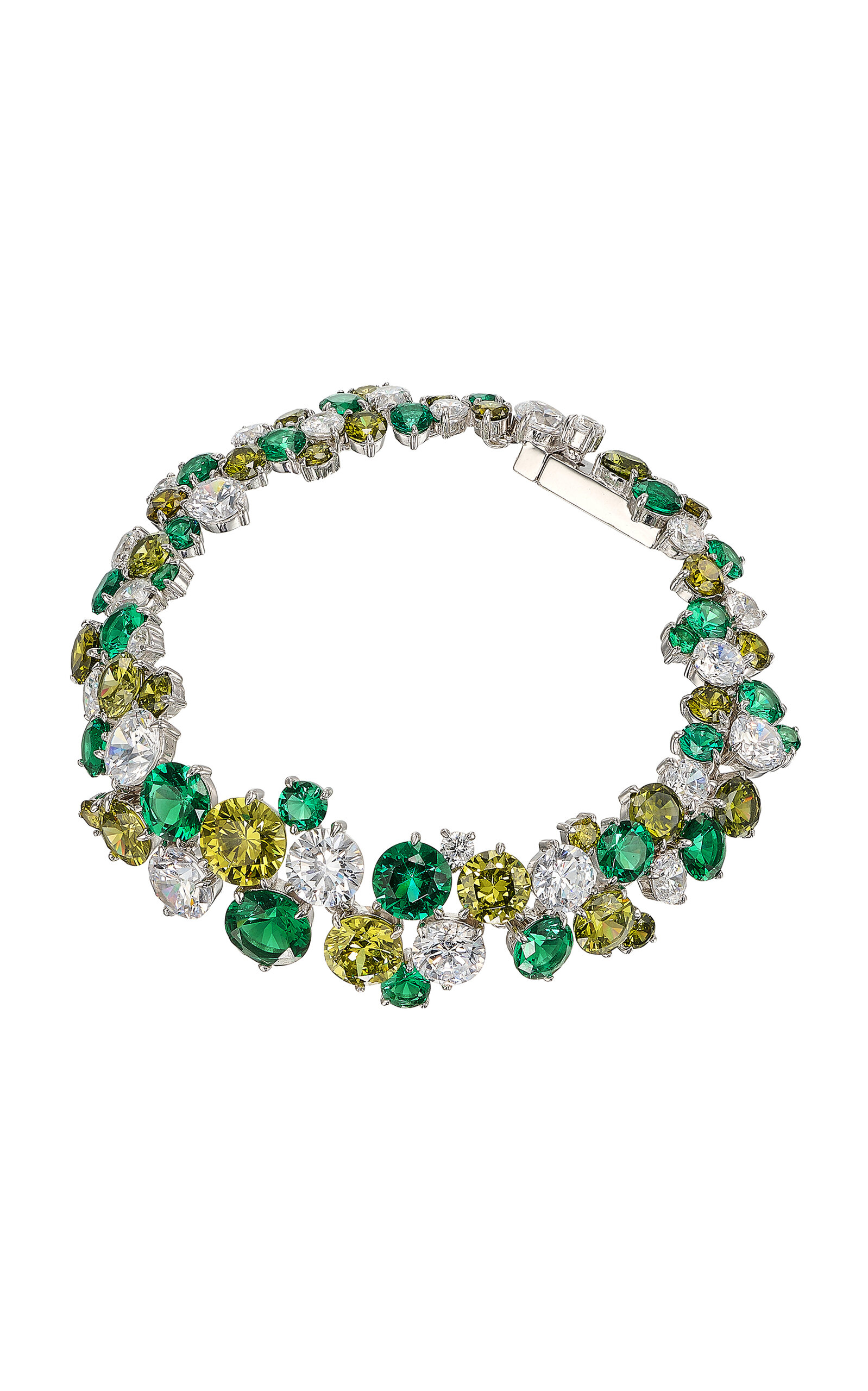 Anabela Chan Rhodium Vermeil Emerald Nectar Bracelet In Brown