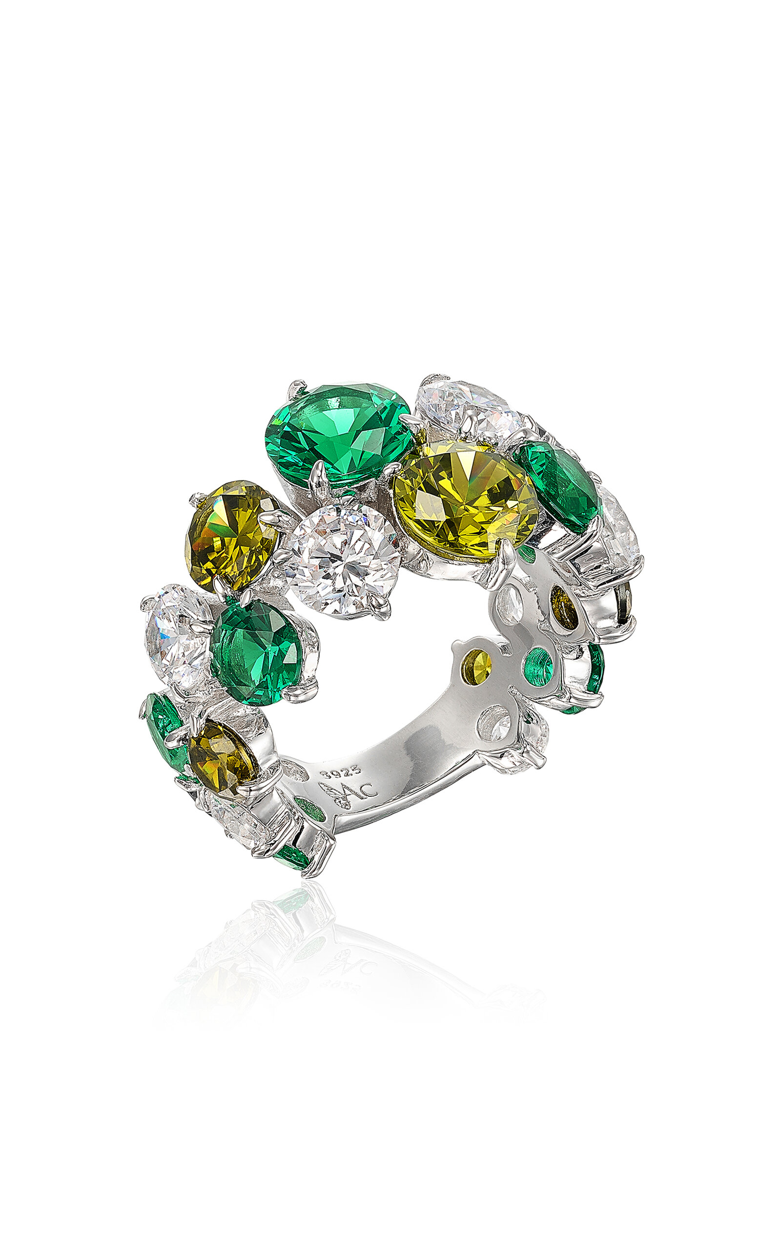 Anabela Chan Rhodium Vermeil Emerald Nectar Ring In Brown